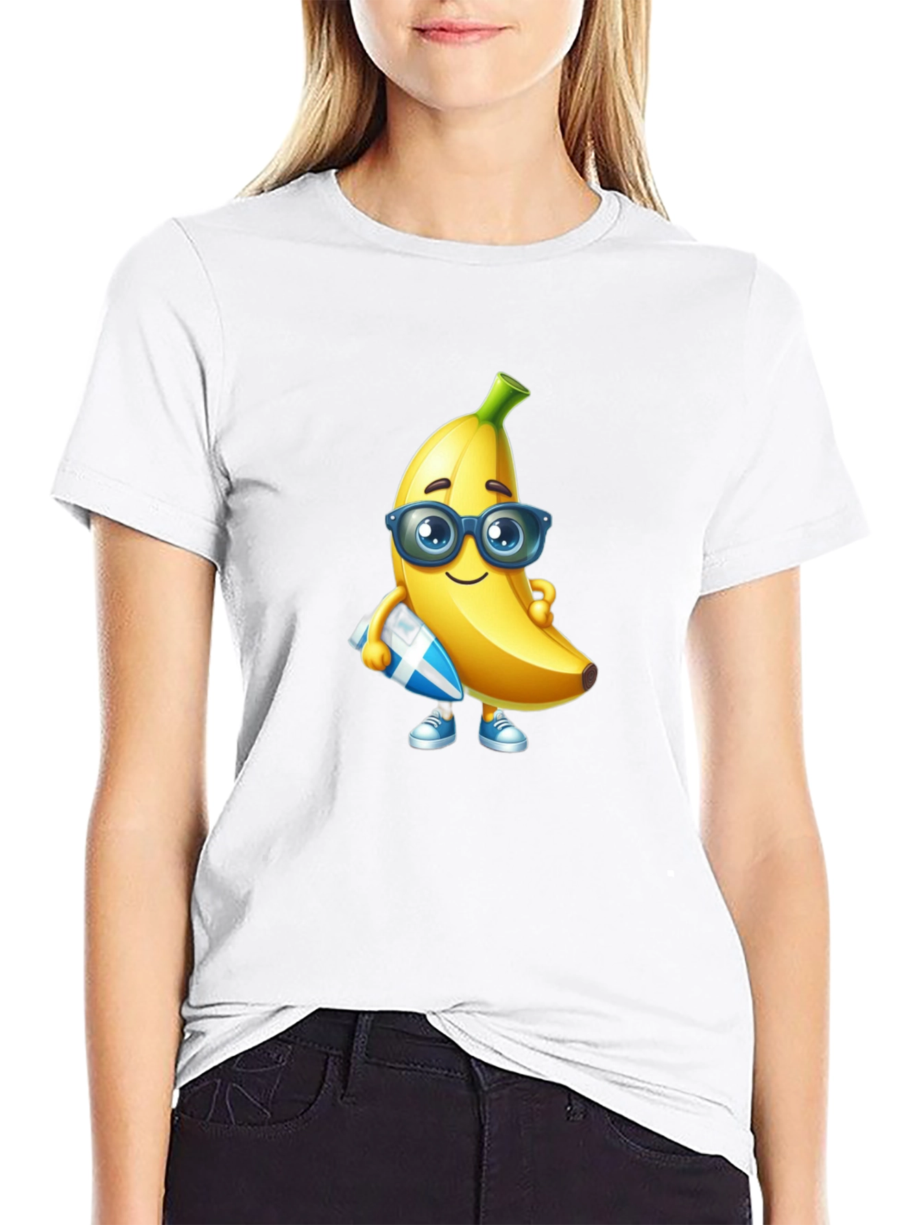 Black Cool Banana Graphic Tee - Black Cotton T-Shirt view 9