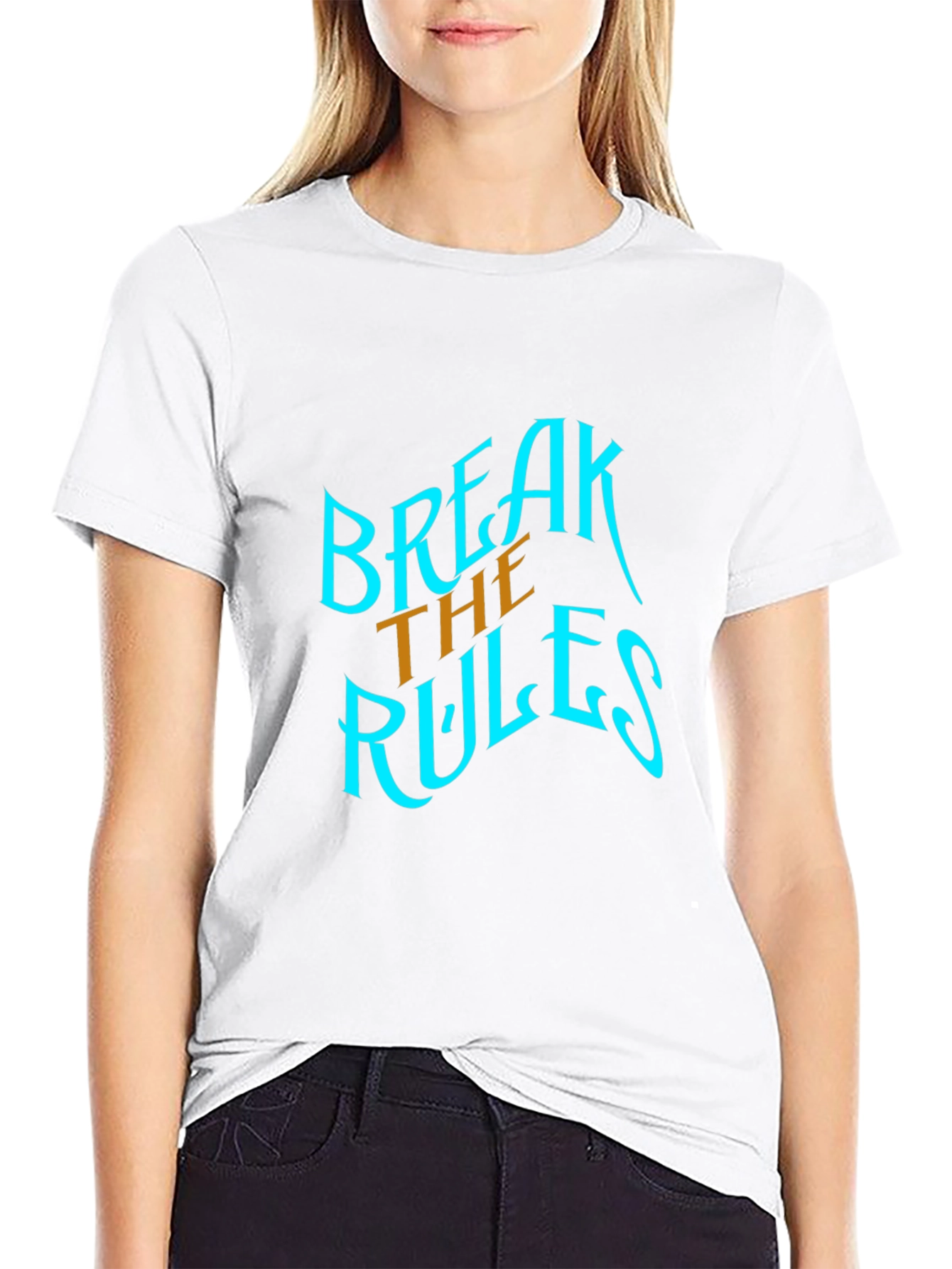 Black Break The Rules Graphic Tee - Stylish Black Cotton T-Shirt view 9