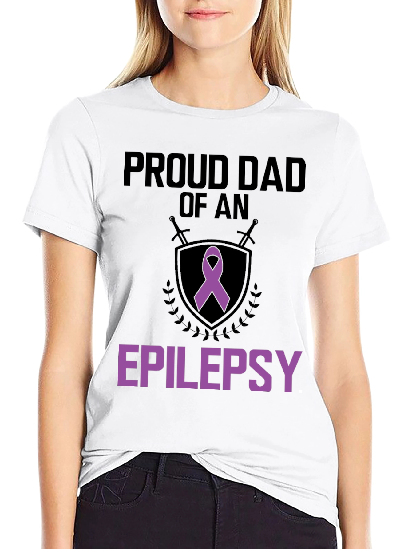 Black Proud Dad of an Epilepsy Warrior T-Shirt view 9