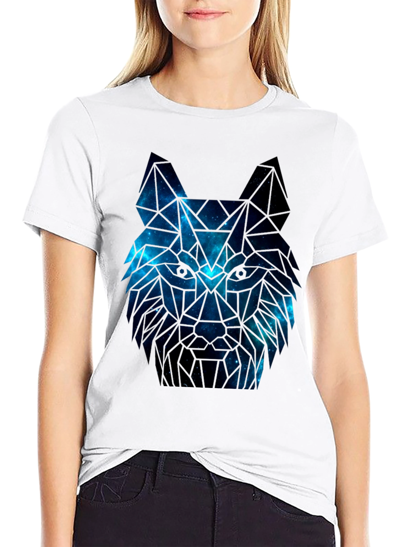 Black Galaxy Wolf Graphic Tee - Men's Black T-Shirt view 9