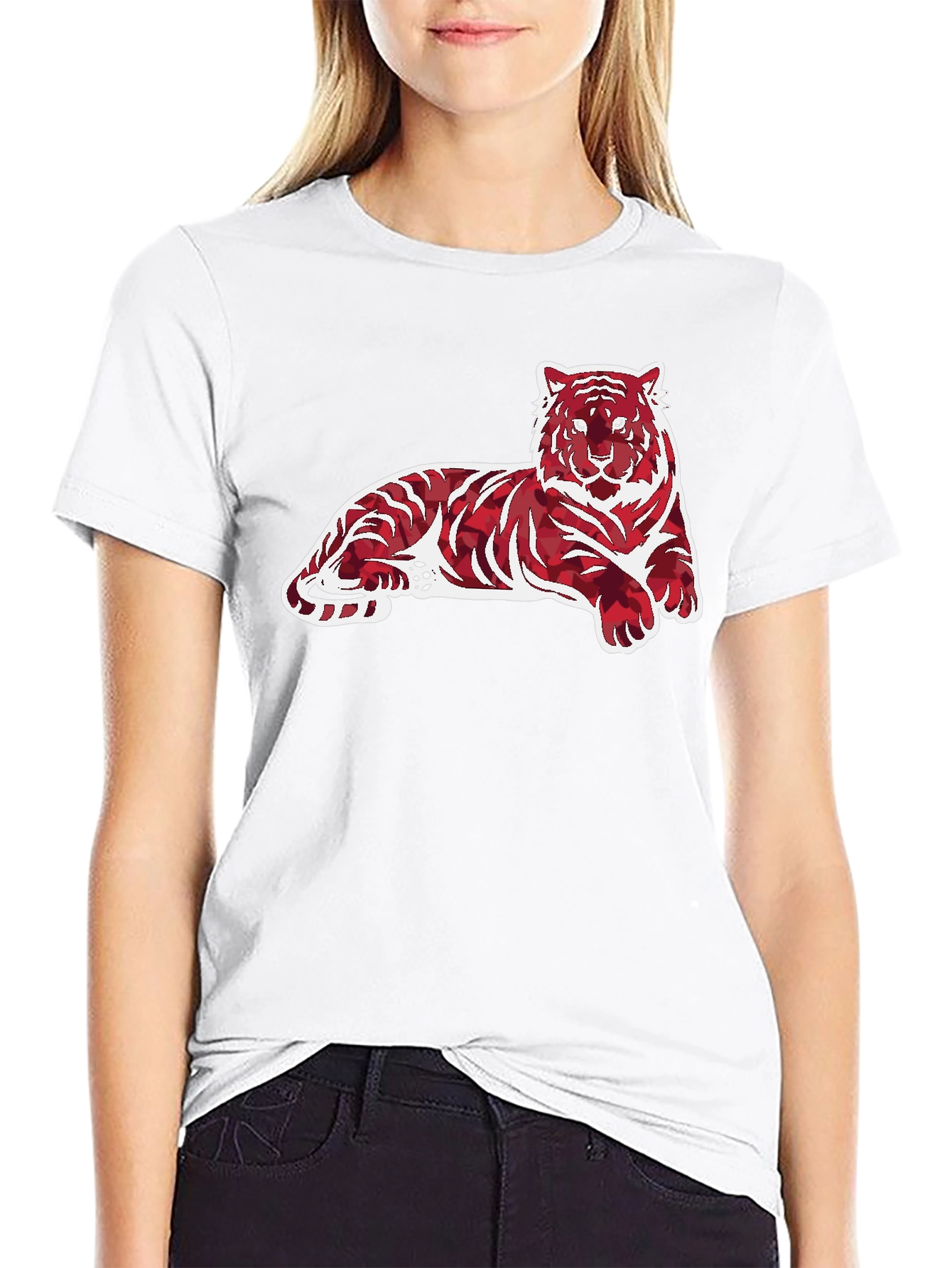 Black Tiger Print Graphic Tee - Men's Casual Wear view 9