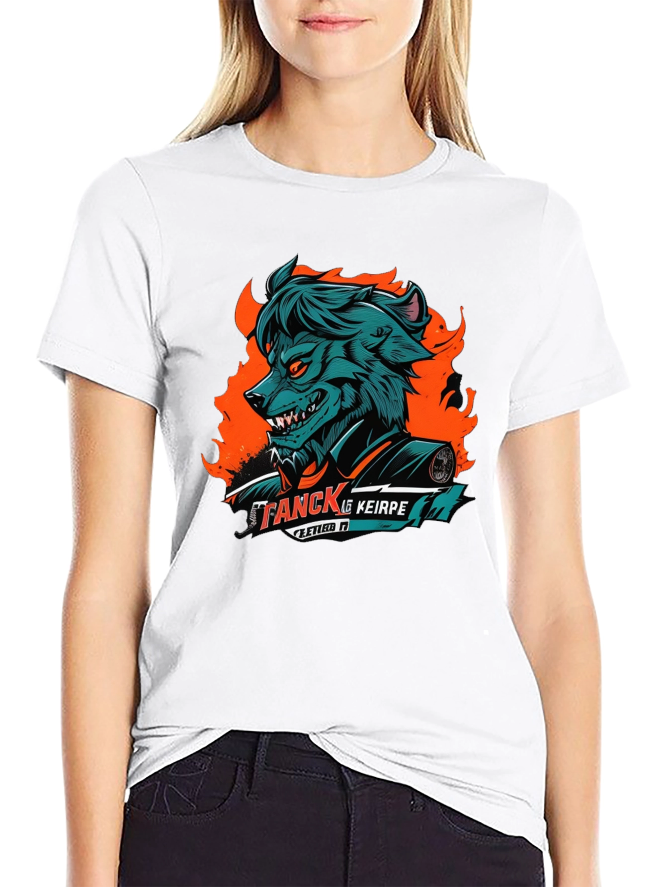 Black Wolf Graphic Black T-Shirt view 9