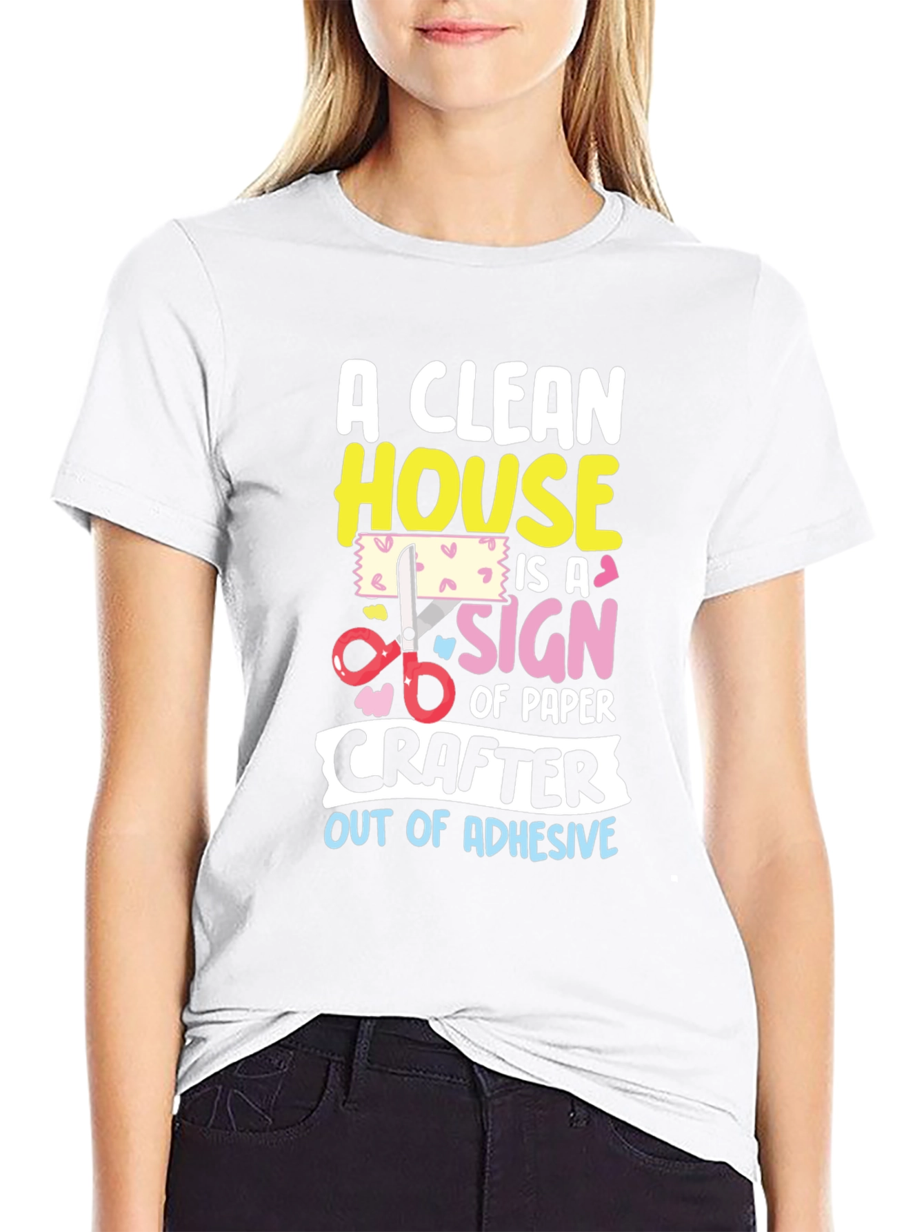 Black Funny Crafter T-Shirt: Clean House, No Adhesive view 9