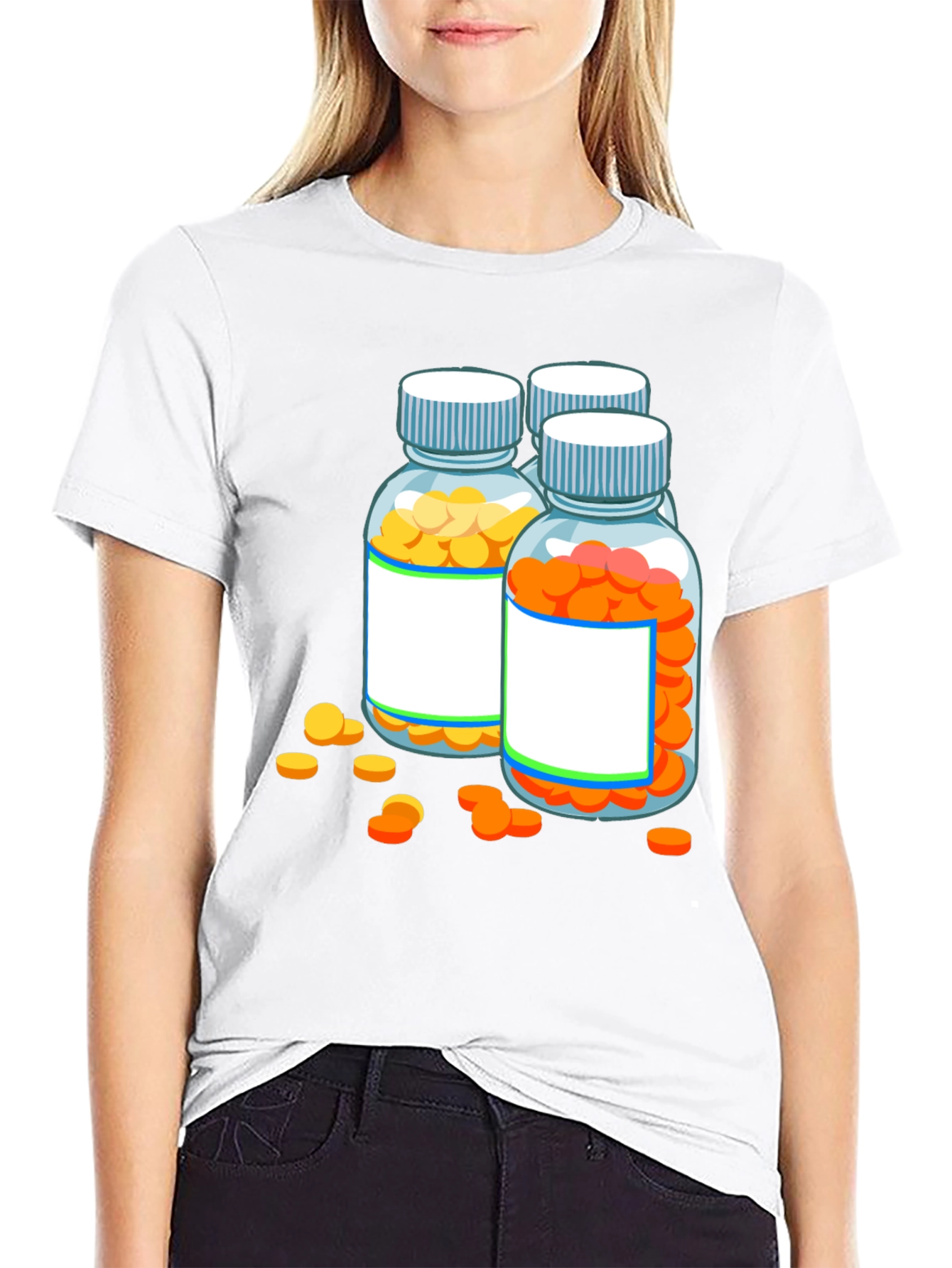 Black Pill Bottle Graphic Tee - Novelty Doctor Shirt view 9