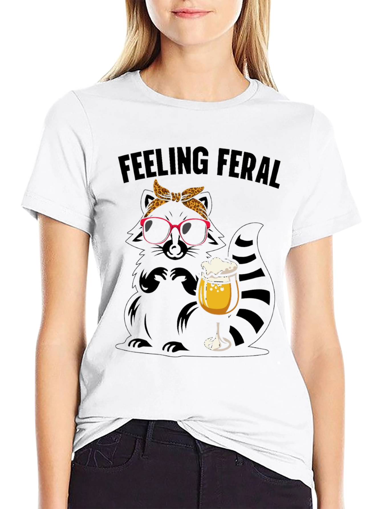 Black Feeling Feral Raccoon Beer T-Shirt view 9