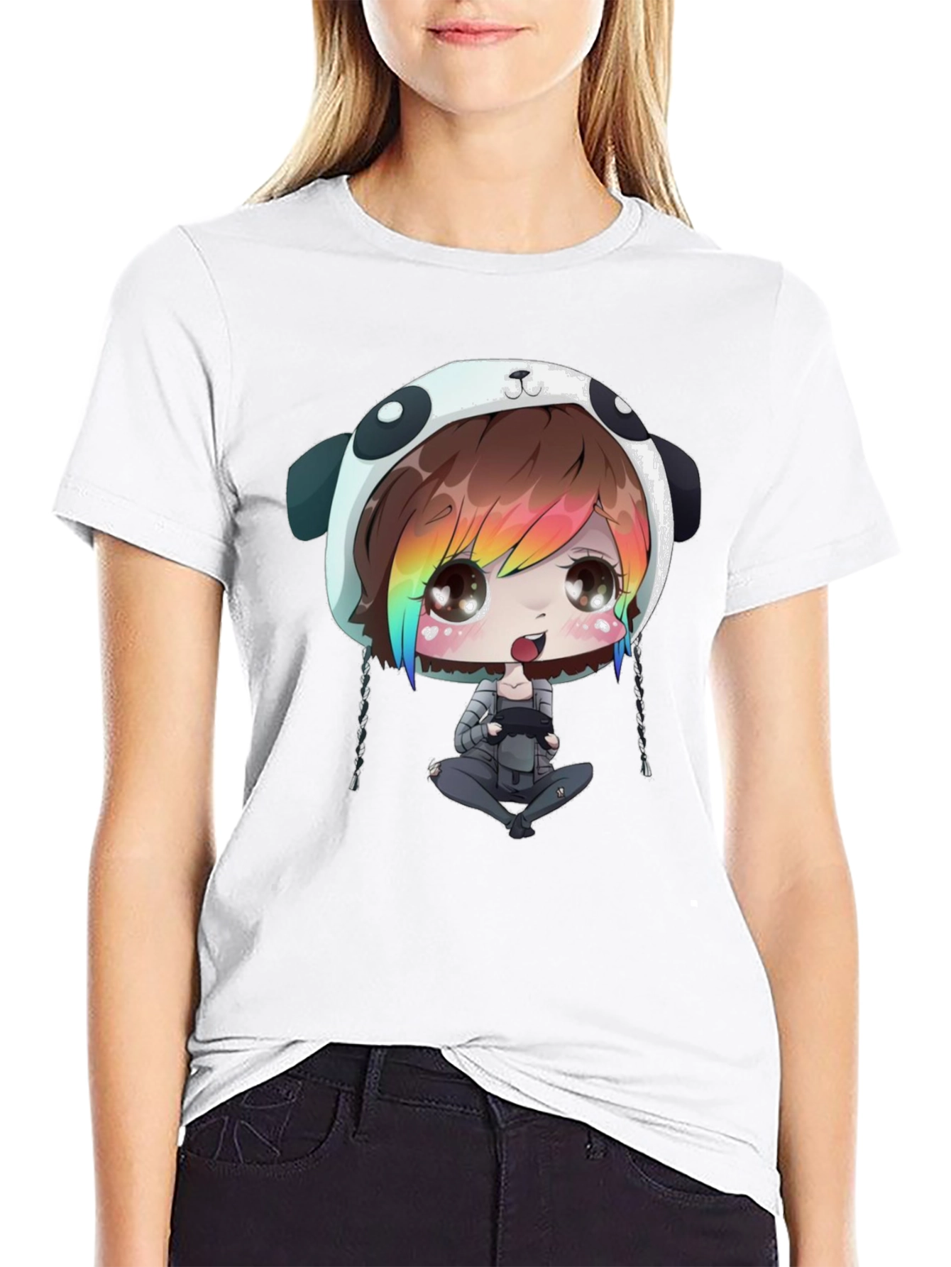 Black Anime Gamer Black T-Shirt view 9