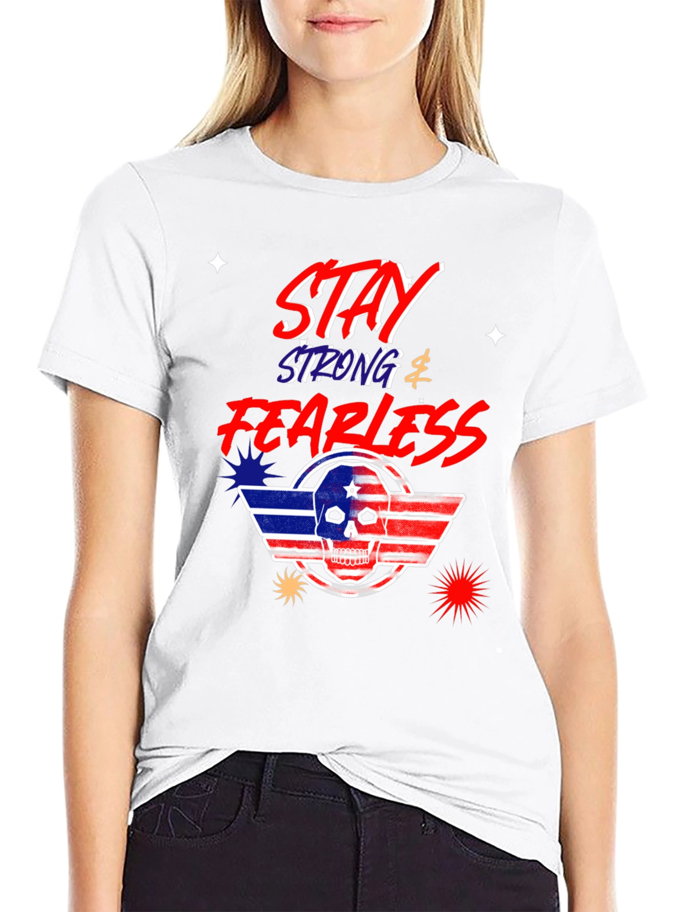 Black Stay Strong Fearless Graphic T-Shirt view 9