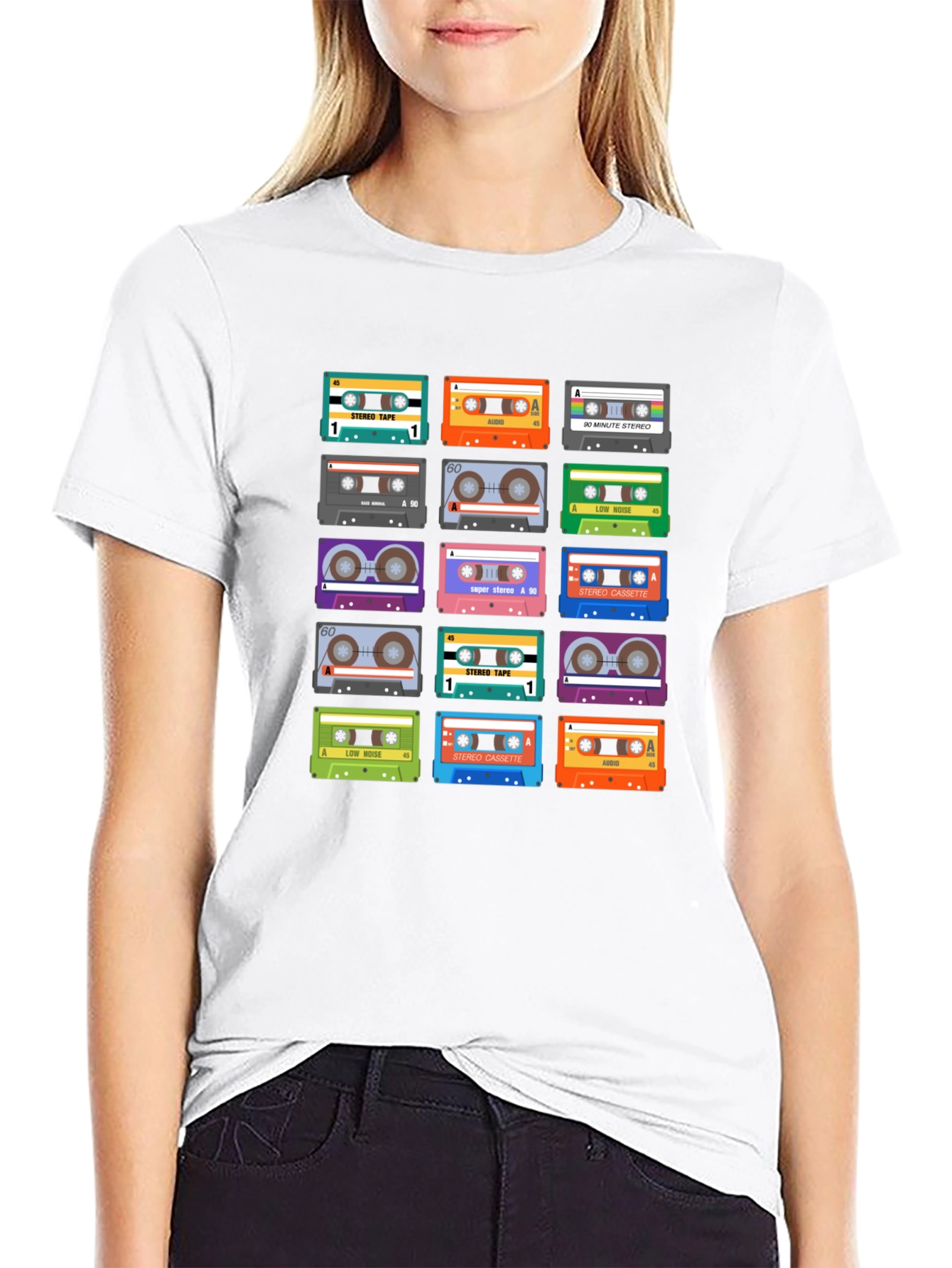 Black Retro Cassette Tape Graphic T-Shirt view 9