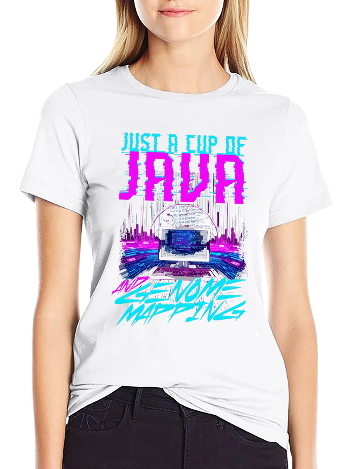 Black Just a Cup of JAVA and Genome Mapping Graphic T-Shirt view 9