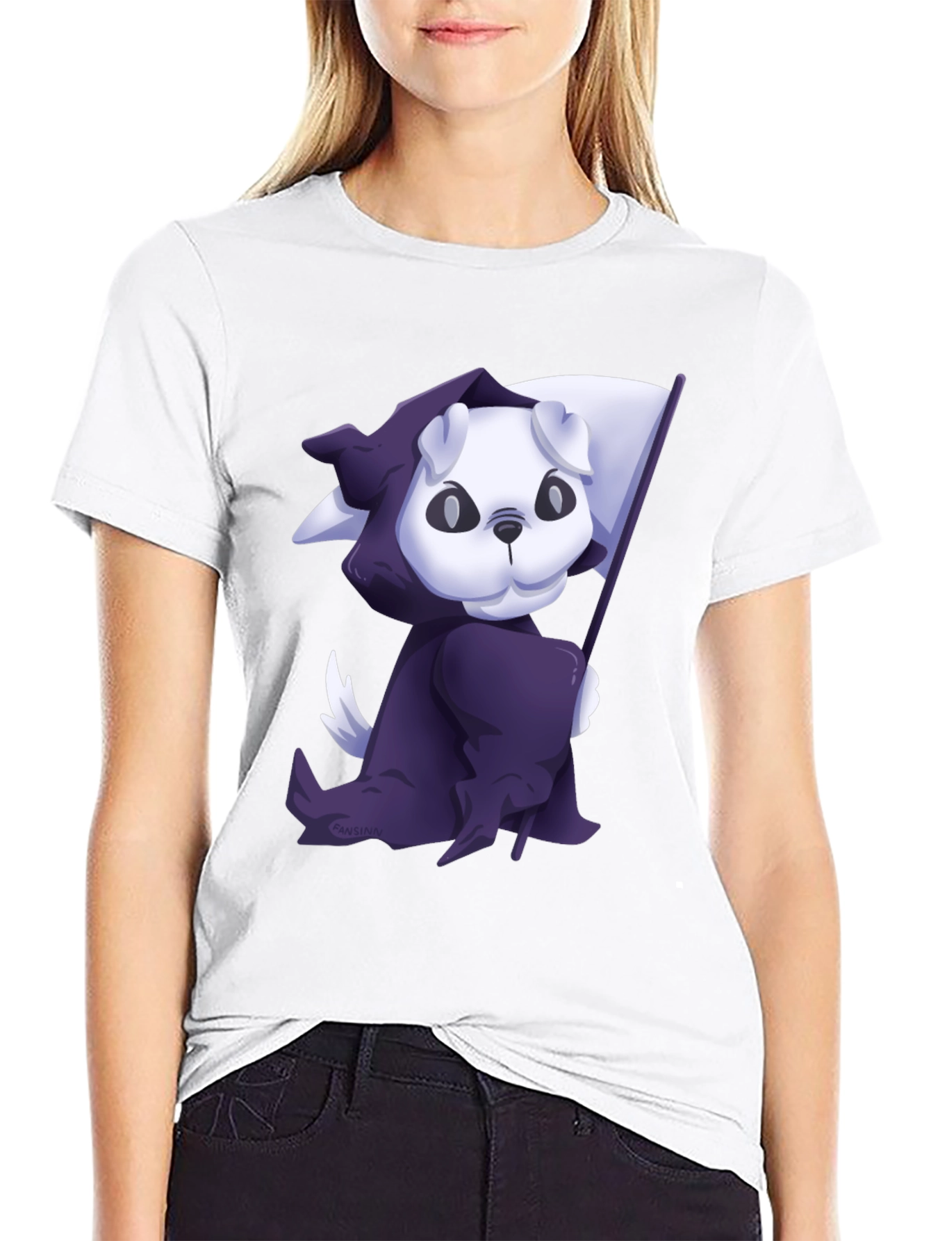 Black Grim Reaper Puppy T-Shirt - Cute and Spooky view 9