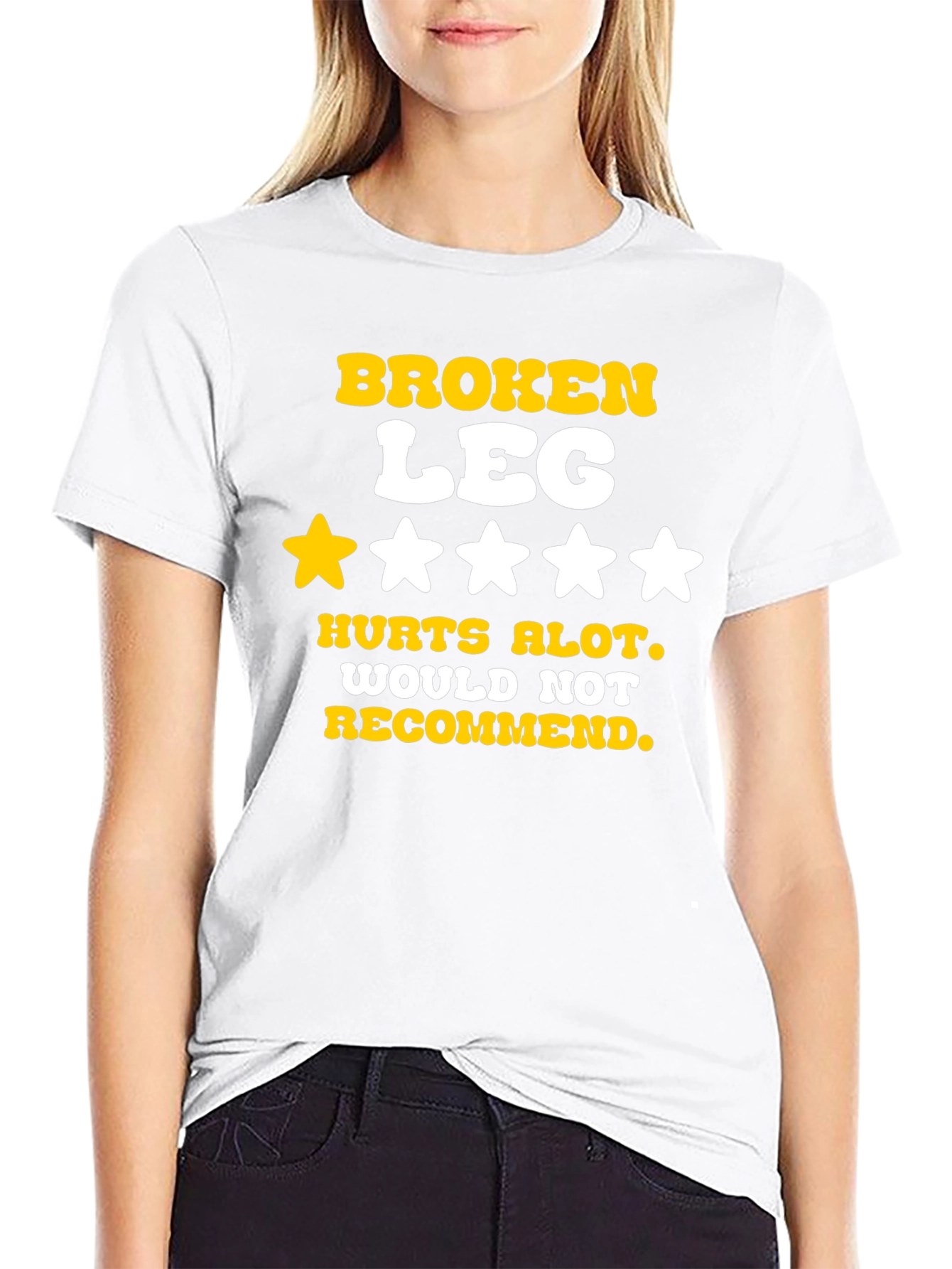 Black Broken Leg T-Shirt - Hurts Alot, Funny Tee view 9