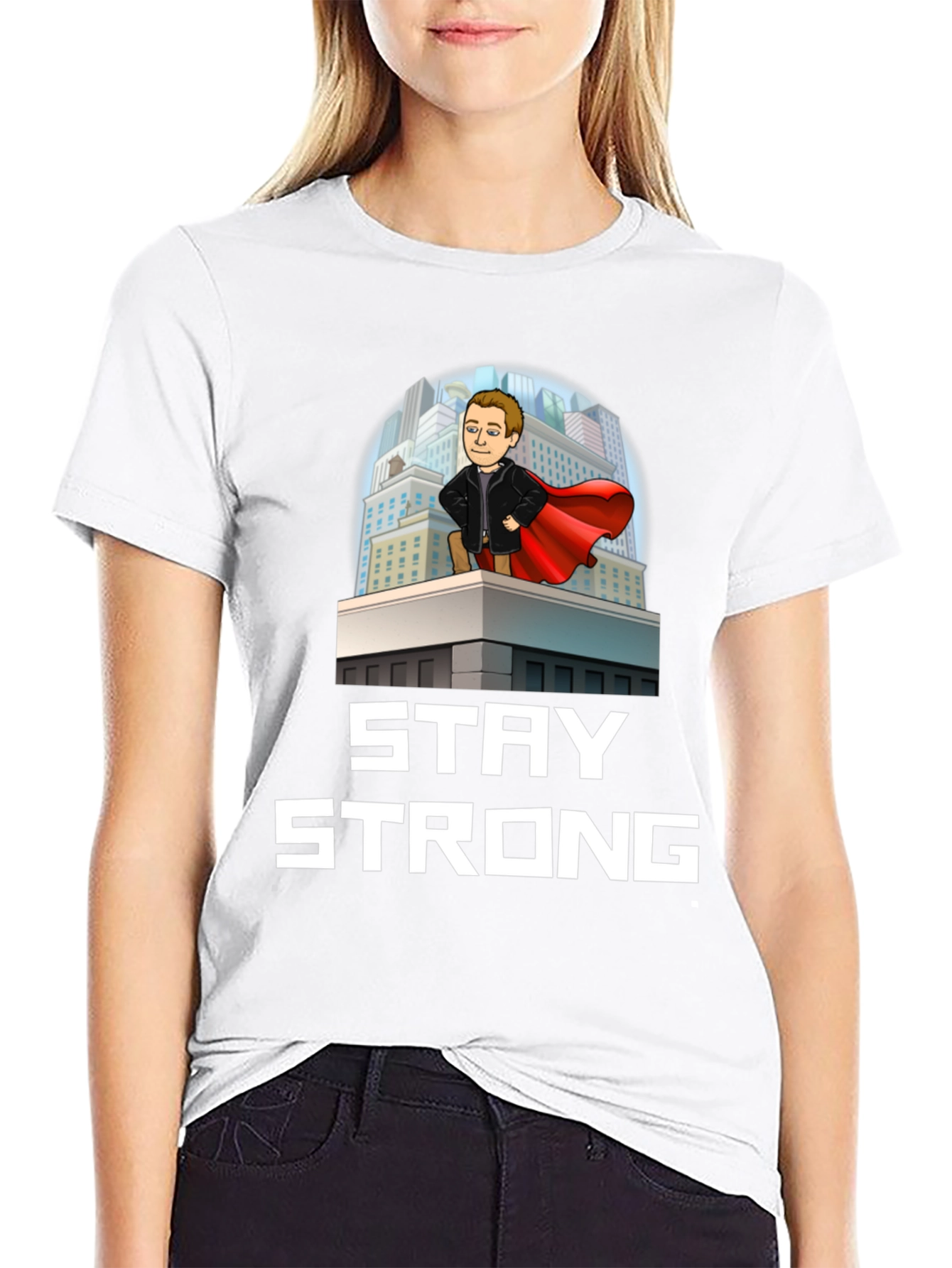Black Stay Strong Superhero T-Shirt view 9