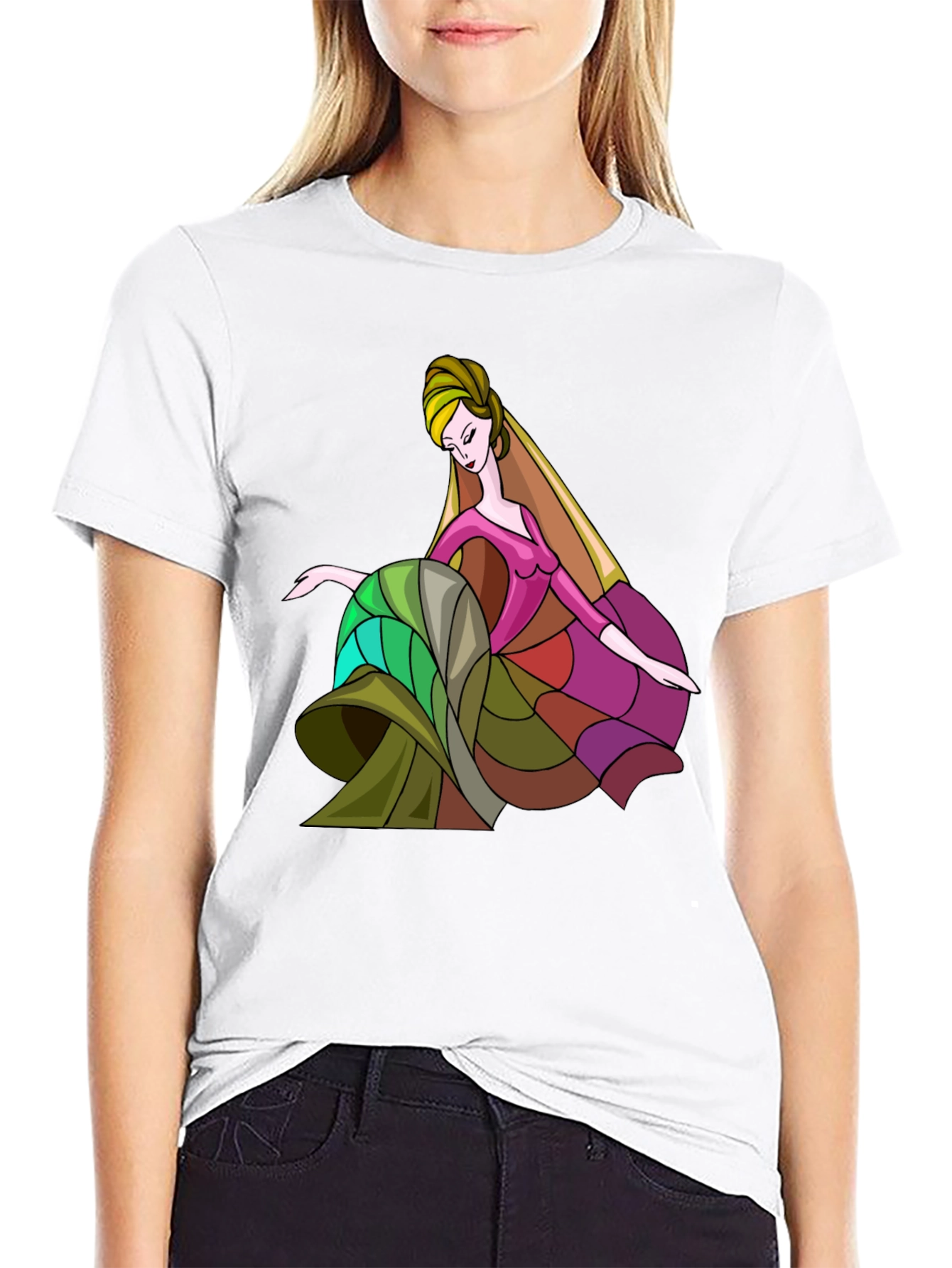 Black Artistic Woman Graphic Print Black Tee view 9