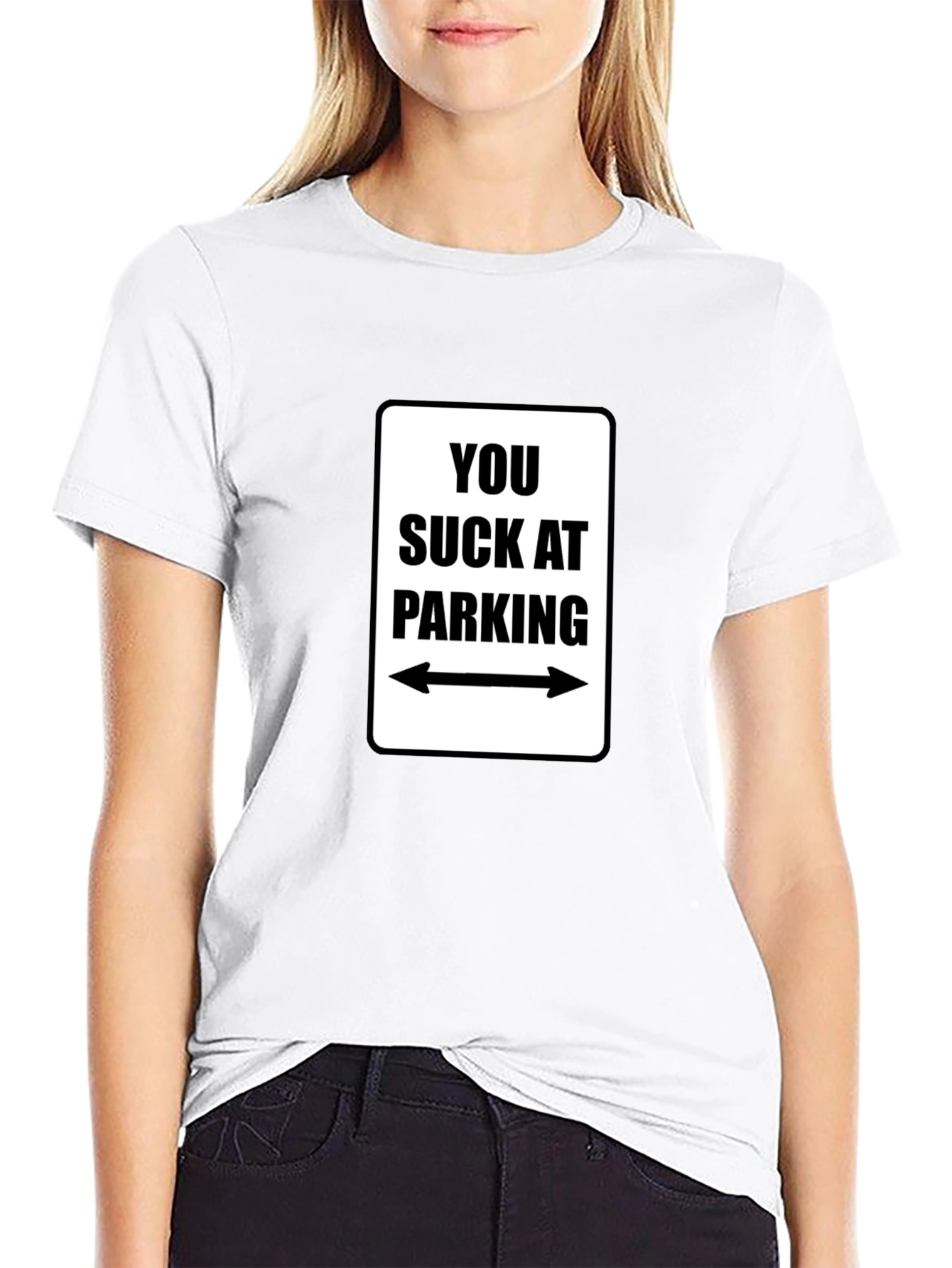 Black You Suck at Parking Graphic Tee view 9