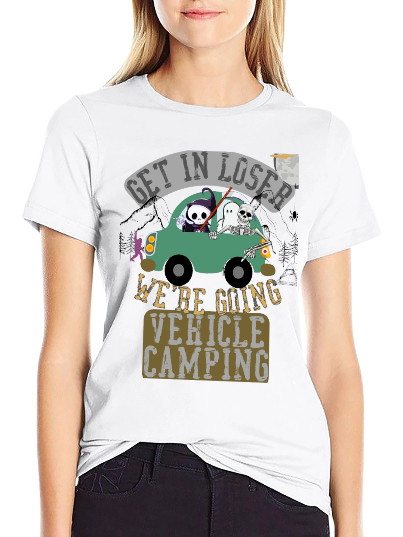 Black Get In Loser Vehicle Camping Graphic Tee view 9