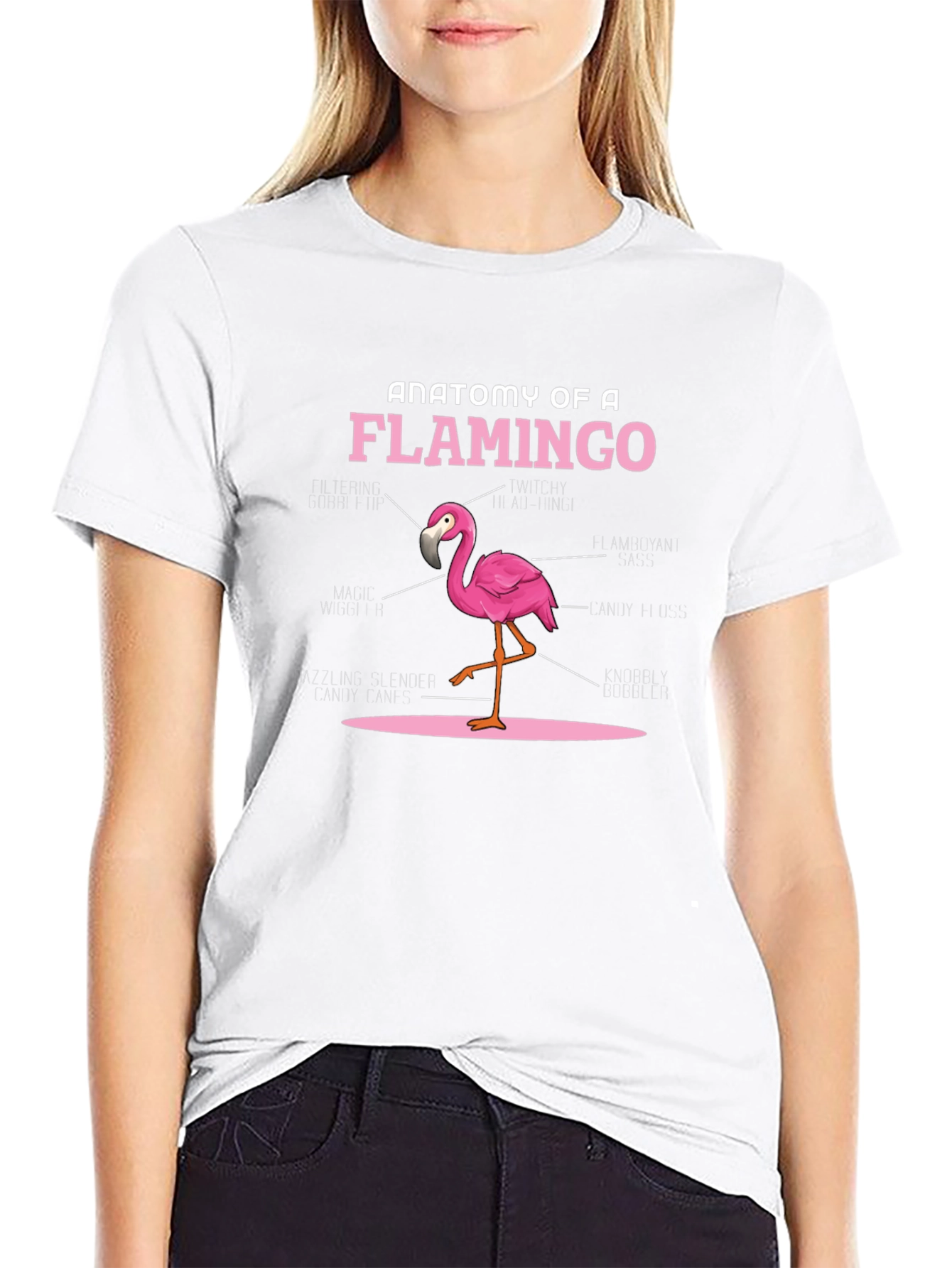 Black Anatomy of a Flamingo T-Shirt - Novelty Graphic Tee view 9
