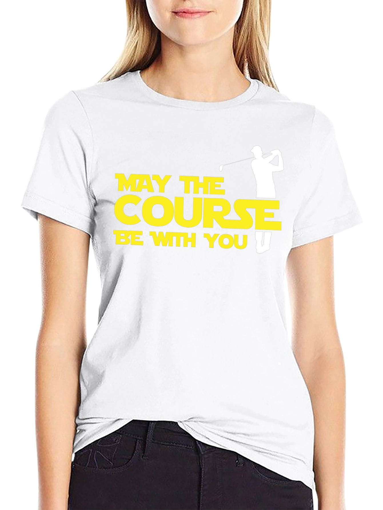 Black May the Course Be With You Golf T-Shirt view 9