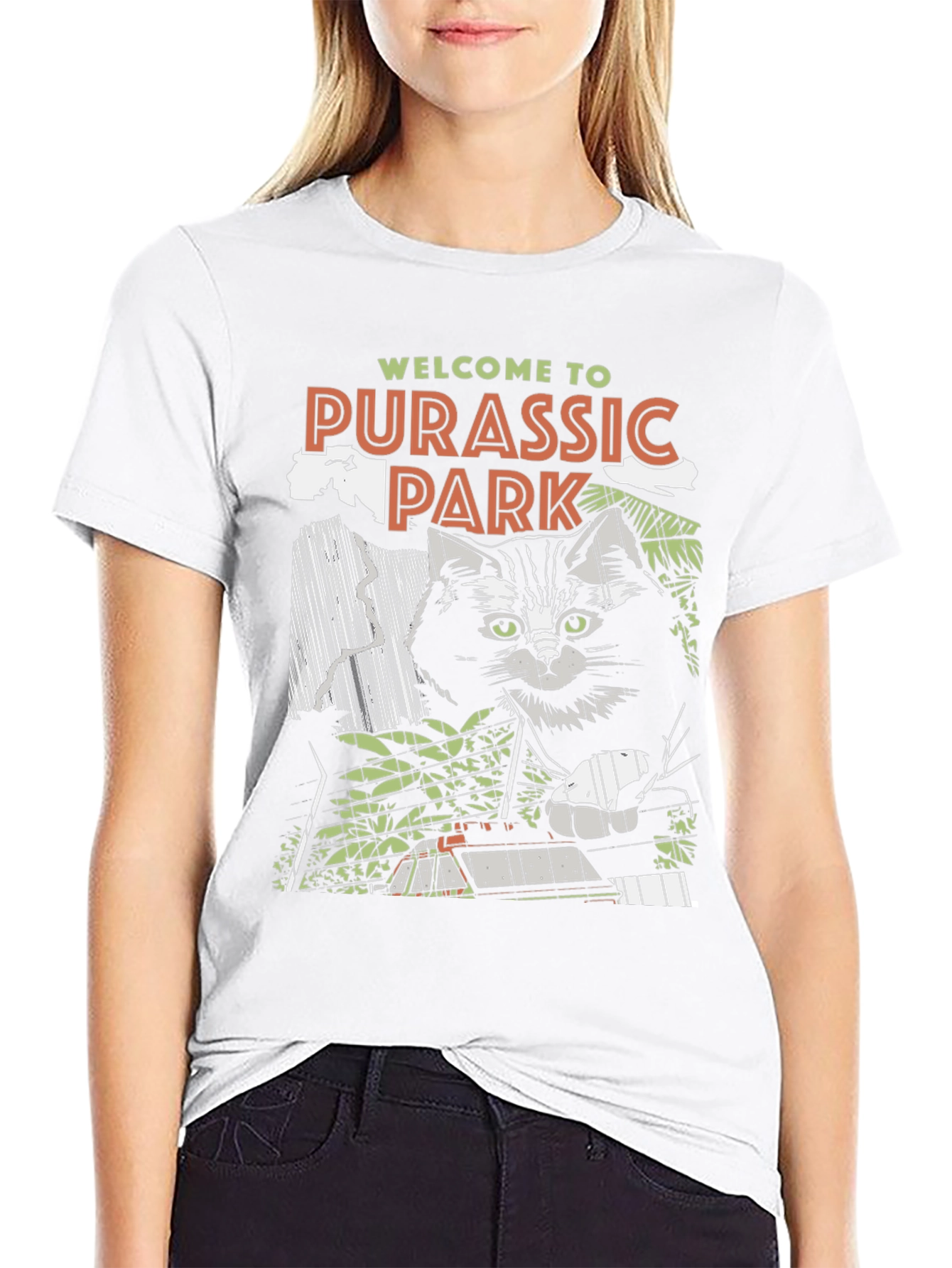 Black Purassic Park Cat T-Shirt view 9