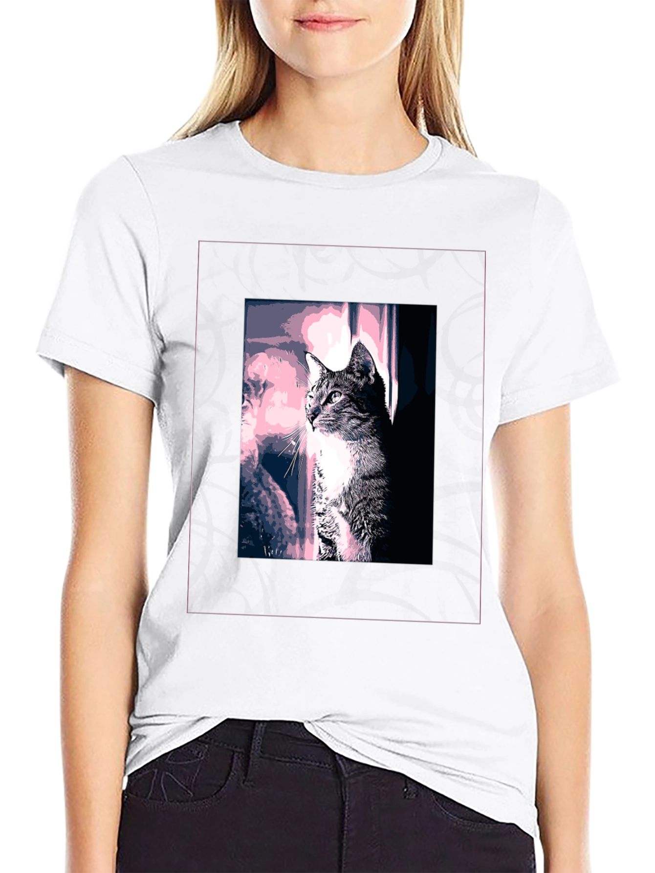 Black Cool Cat Graphic Tee - Stylish Black T-Shirt view 9
