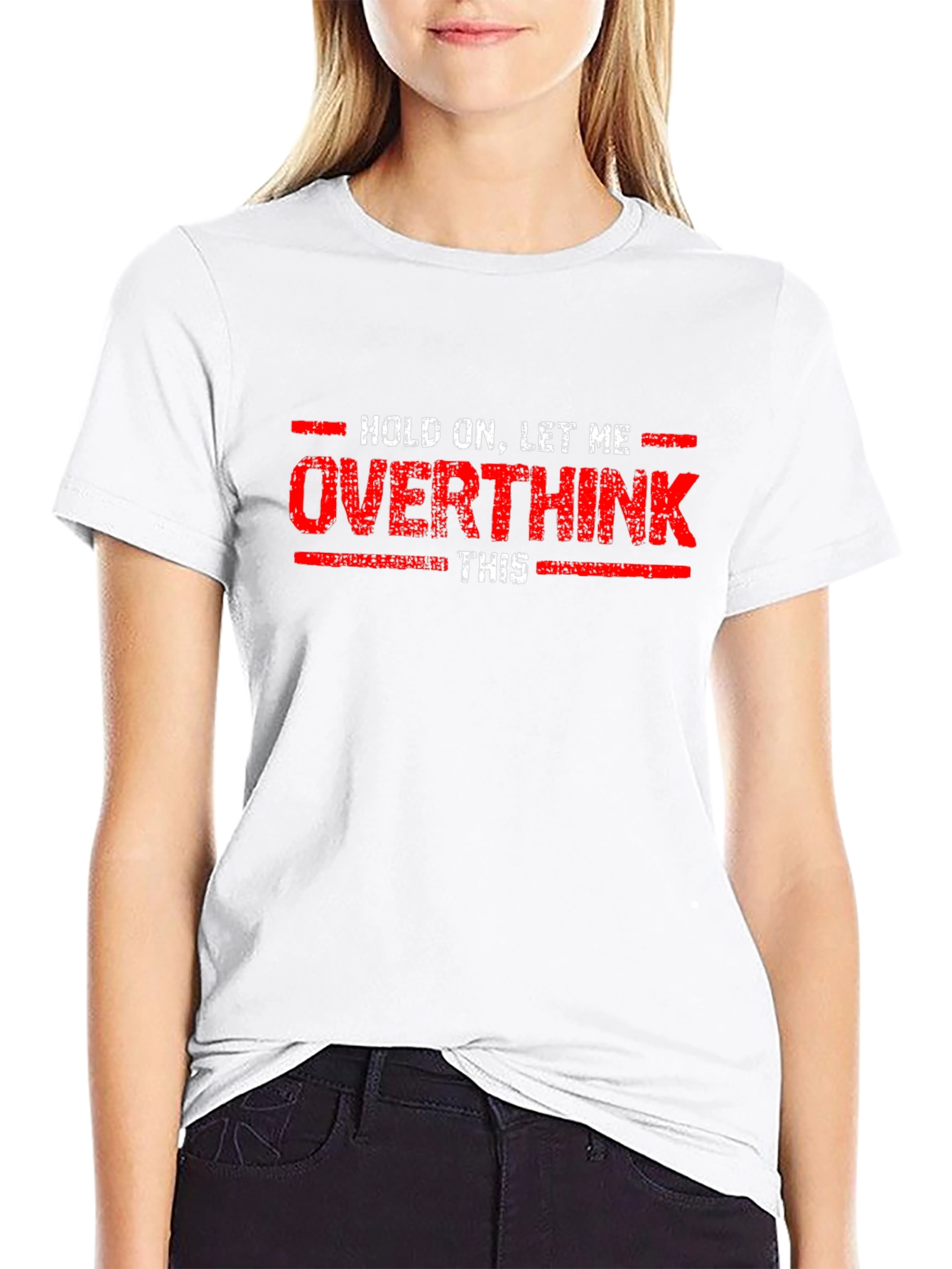 Black Overthink Funny Graphic T-Shirt view 9