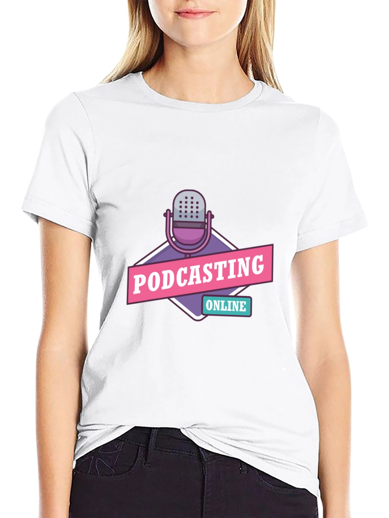 Black Podcasting Online Graphic Tee - Black Cotton T-Shirt view 9