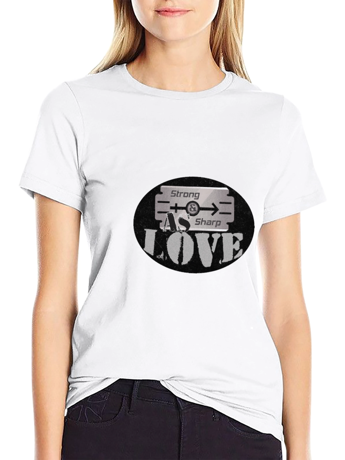 Black Strong As Sharp Love Graphic T-Shirt view 9