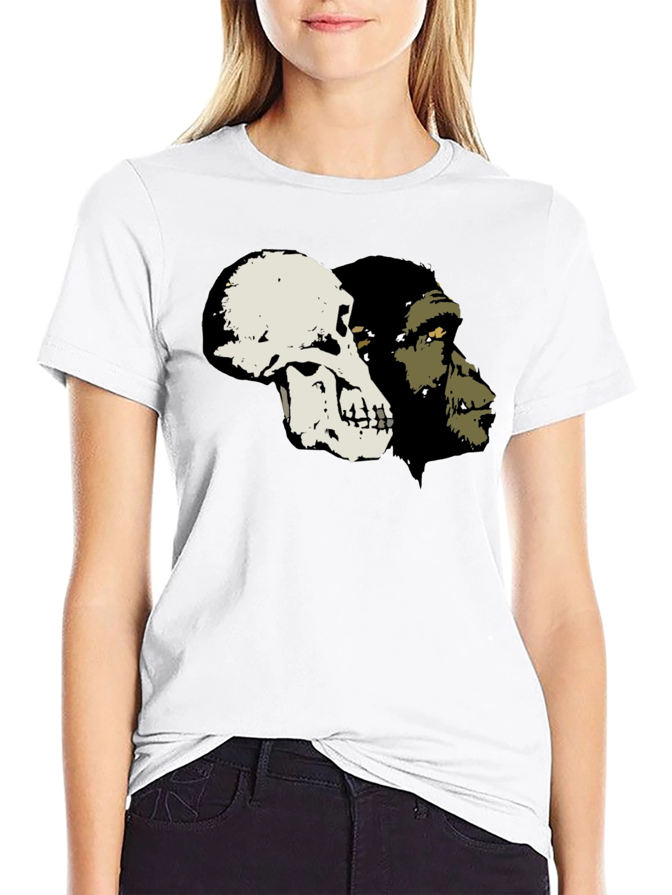 Black Primate Evolution Graphic Tee - Skull & Ape view 9