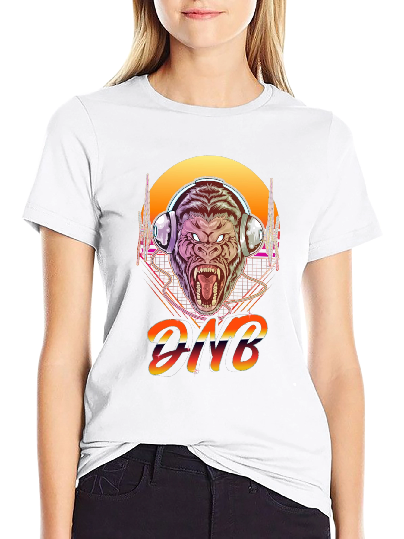 Black DNB Gorilla Retro T-Shirt view 9