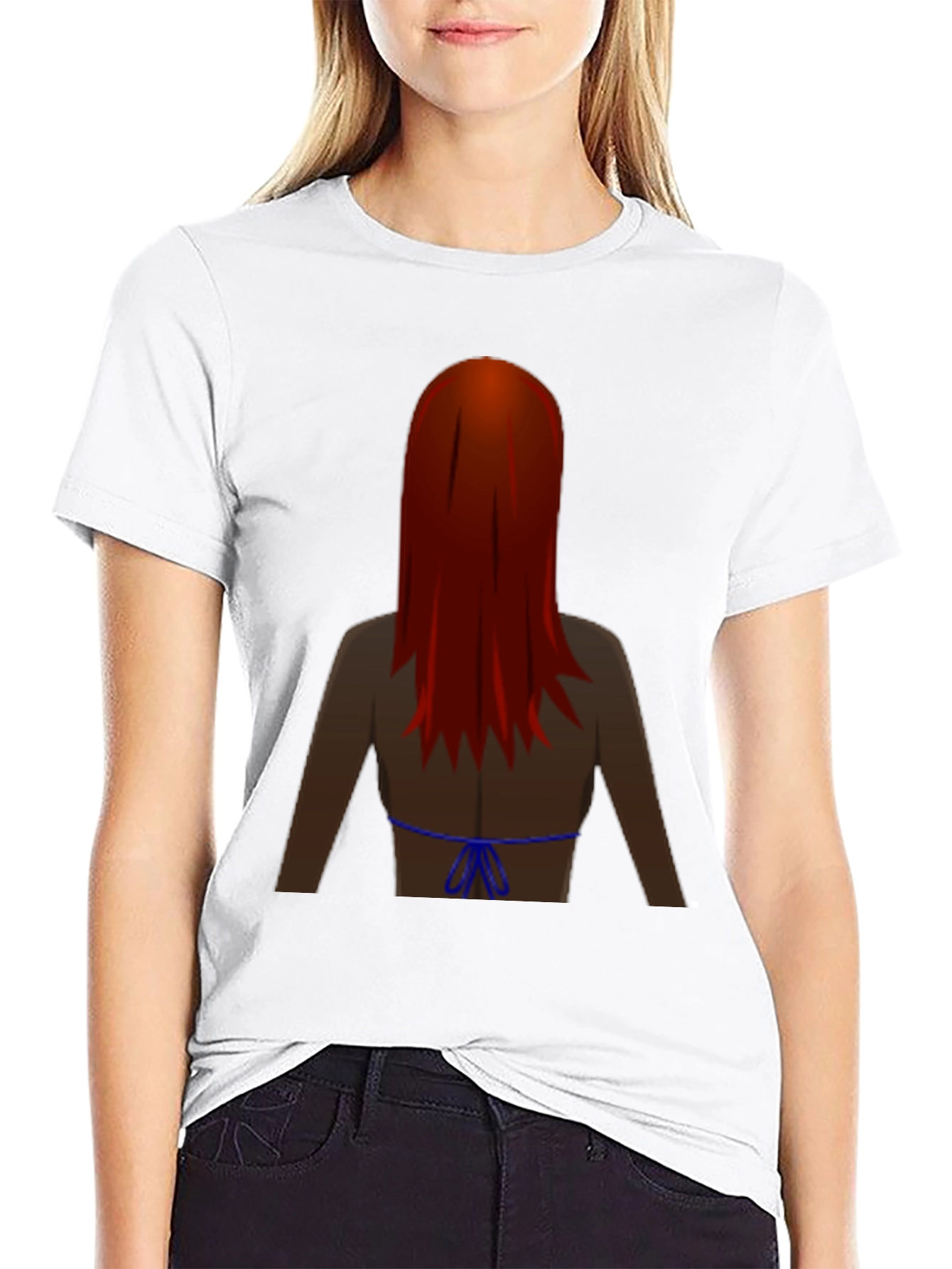 Black Novelty Graphic Tee - Woman with Red Hair view 9