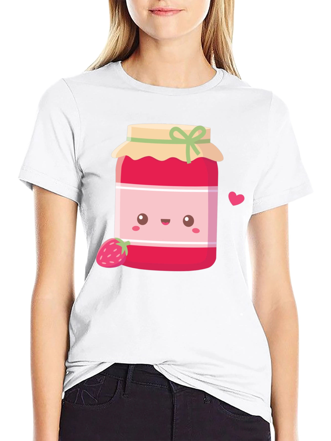 Black Cute Kawaii Strawberry Jam T-Shirt view 9