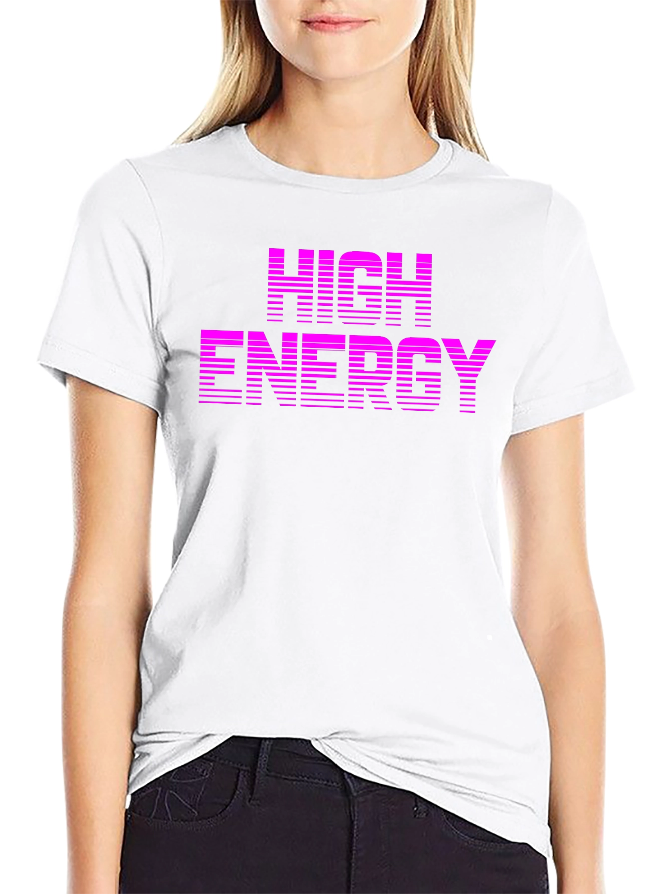 Black High Energy Graphic Tee - Retro Style Black T-Shirt view 9