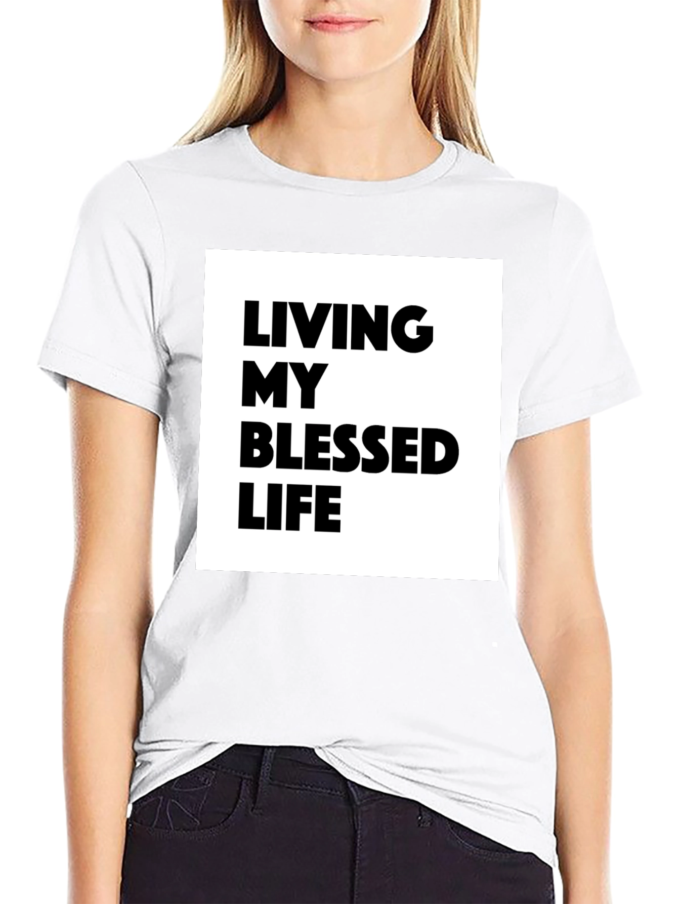 Black Blessed Life Graphic Tee - Black Cotton T-Shirt view 9