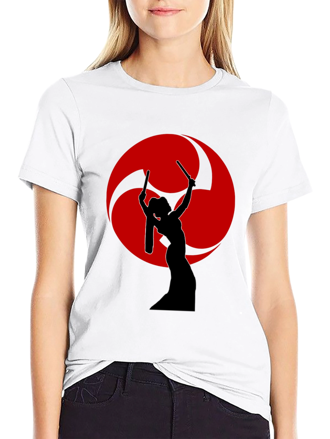 Black Drummer Silhouette T-Shirt - Red Tomoe view 9