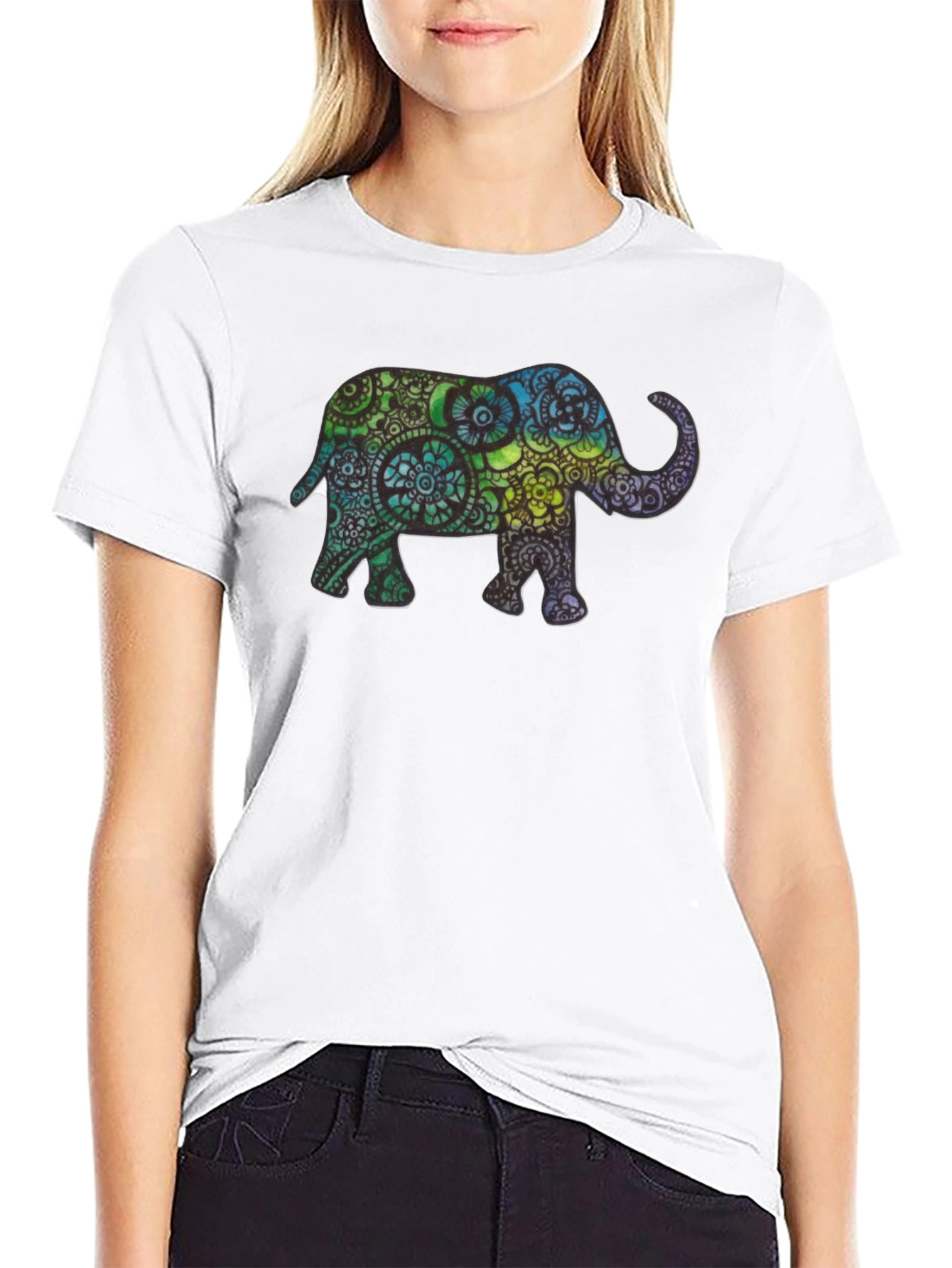 Black Elephant Mandala T-Shirt - Unique Graphic Tee view 9