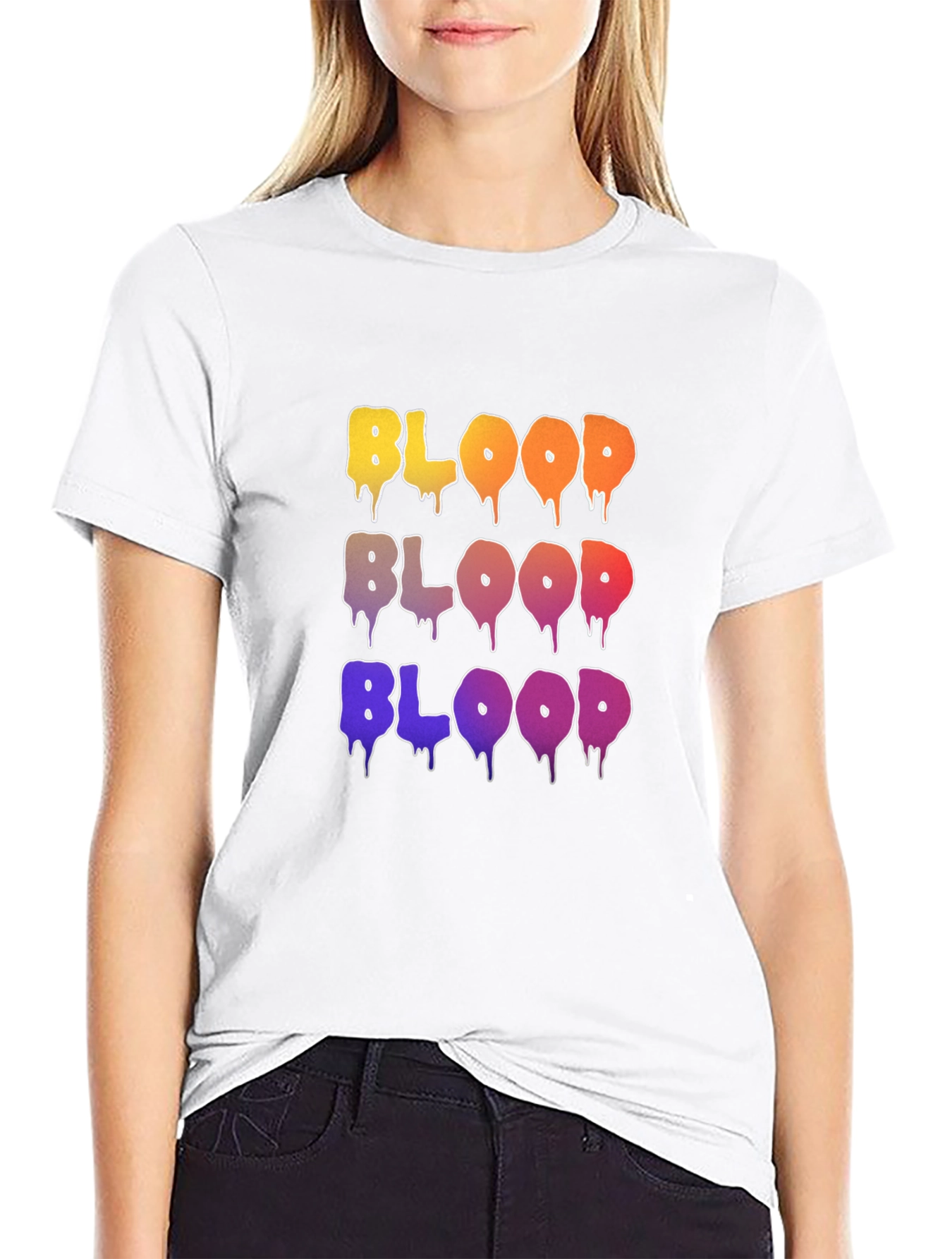 Black Colorful BLOOD Graphic T-Shirt view 9