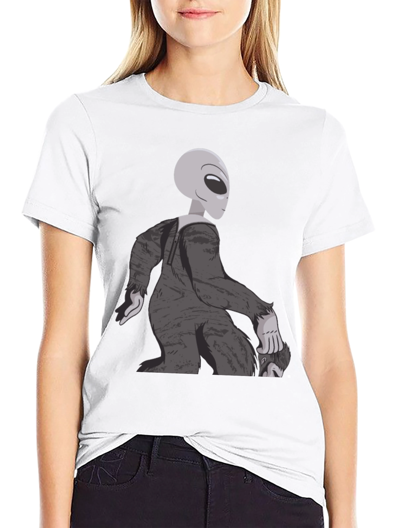 Black Alien Sasquatch T-Shirt - Bigfoot Abduction Tee view 9