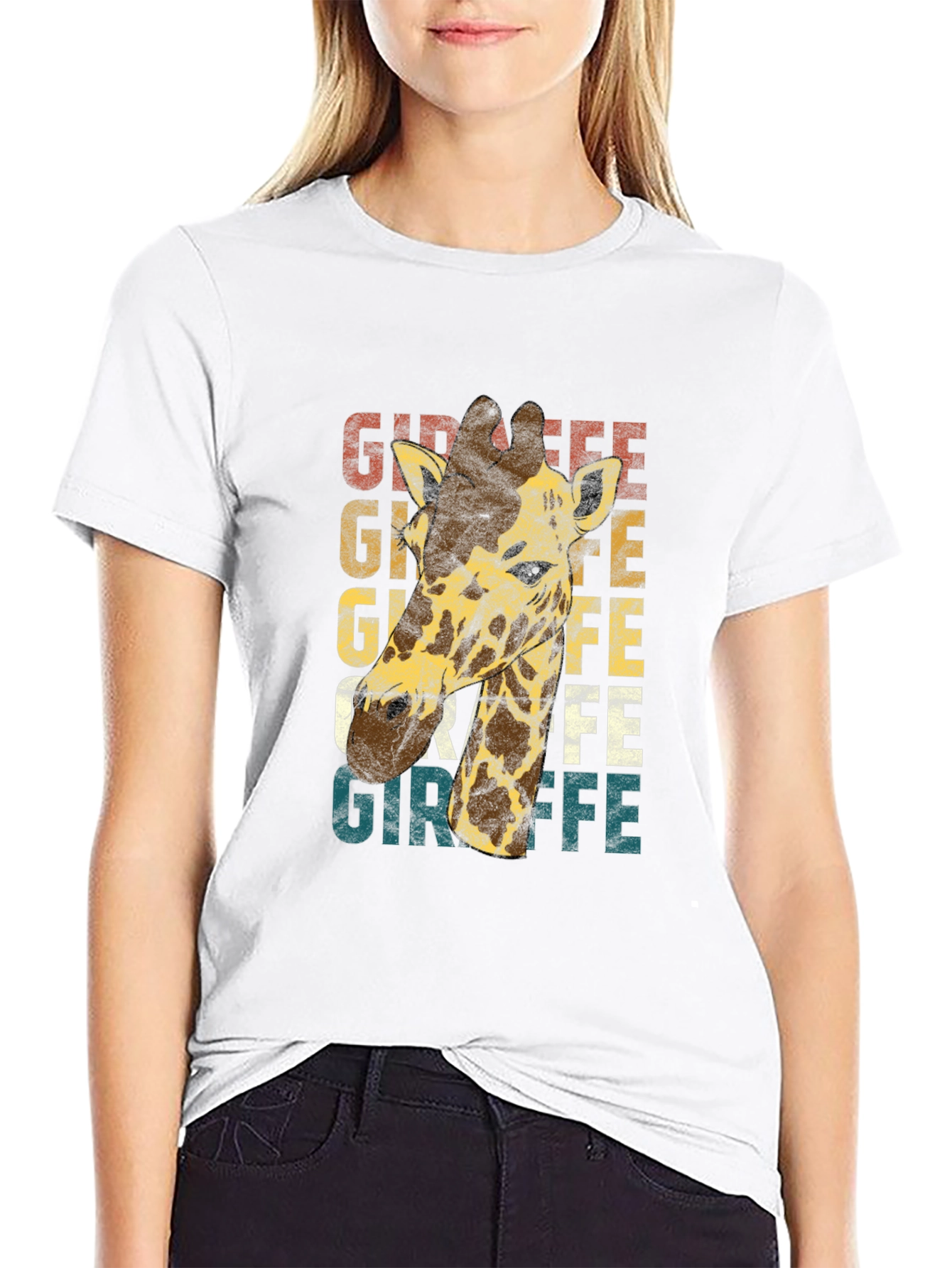 Black Vintage Giraffe Graphic T-Shirt - Unique Animal Tee view 9