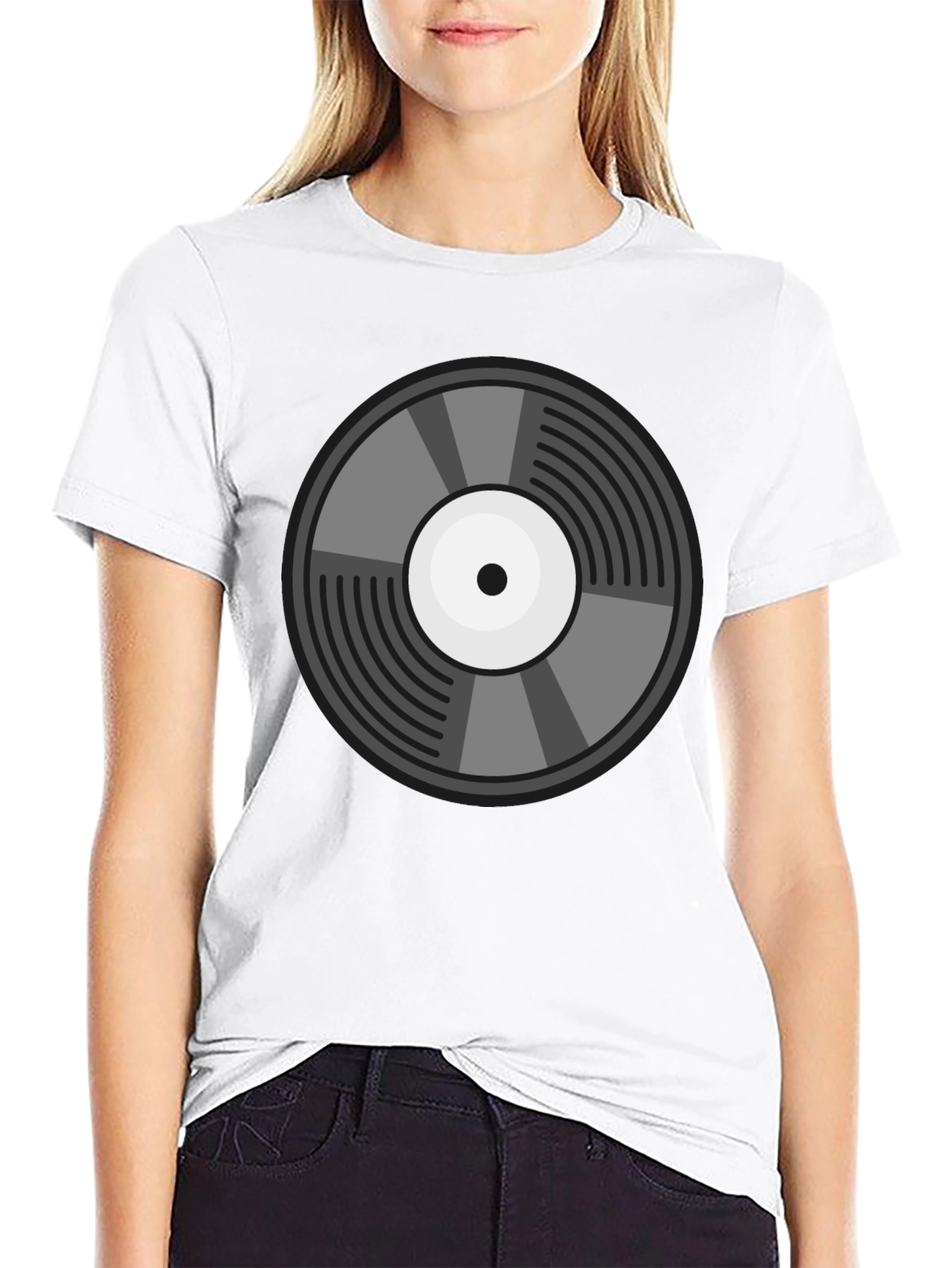 Black Retro Vinyl Record Graphic Tee - Classic Style view 9