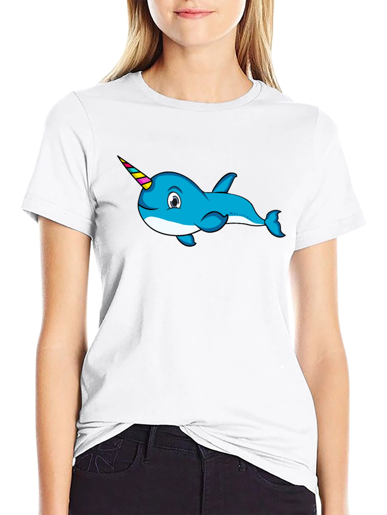 Black Narwhal T-Shirt - Fun Graphic Tee view 9