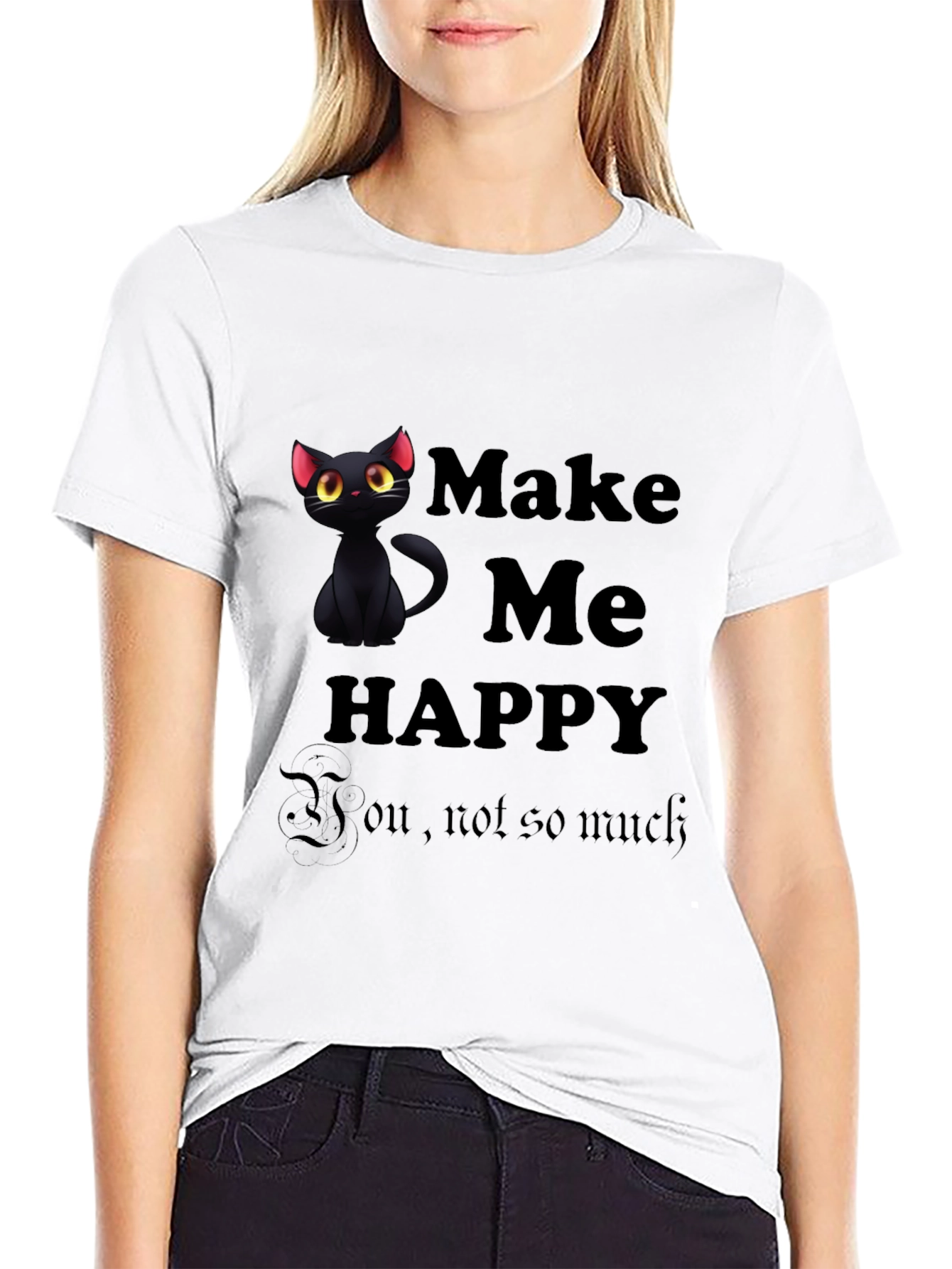 Black Make Me Happy Black Cat T-Shirt view 9