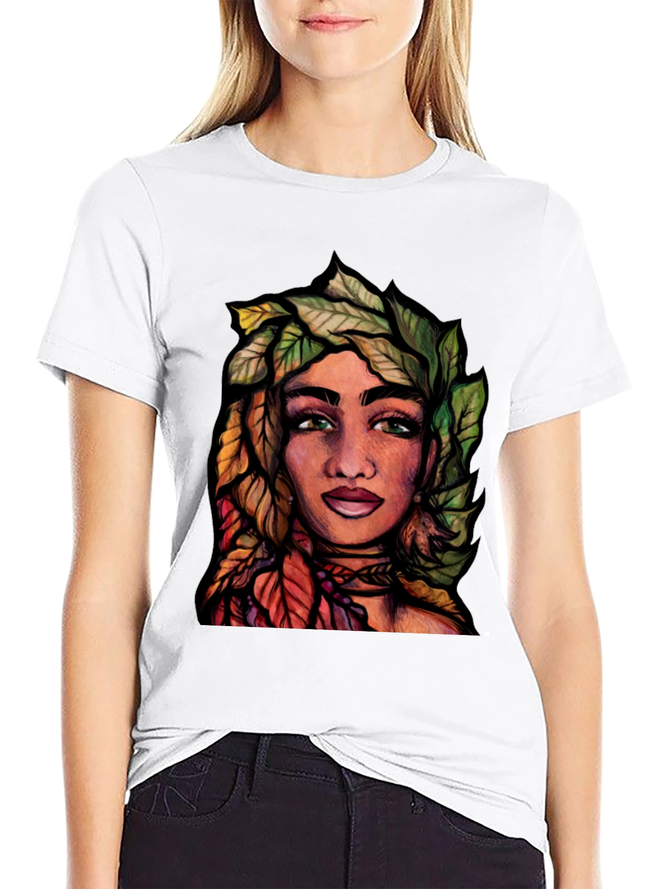 Black Nature Portrait Graphic T-Shirt view 9
