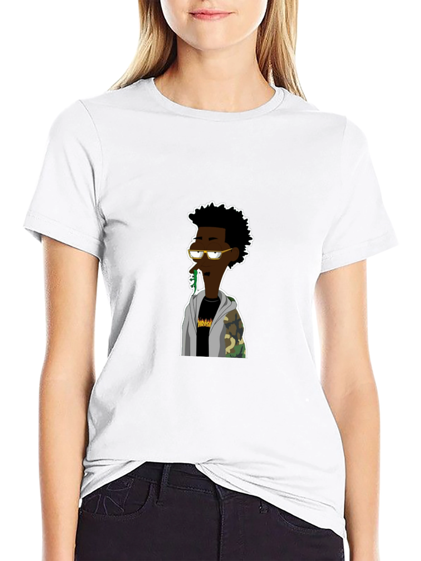 Black Cartoon Character Graphic Black T-Shirt view 9