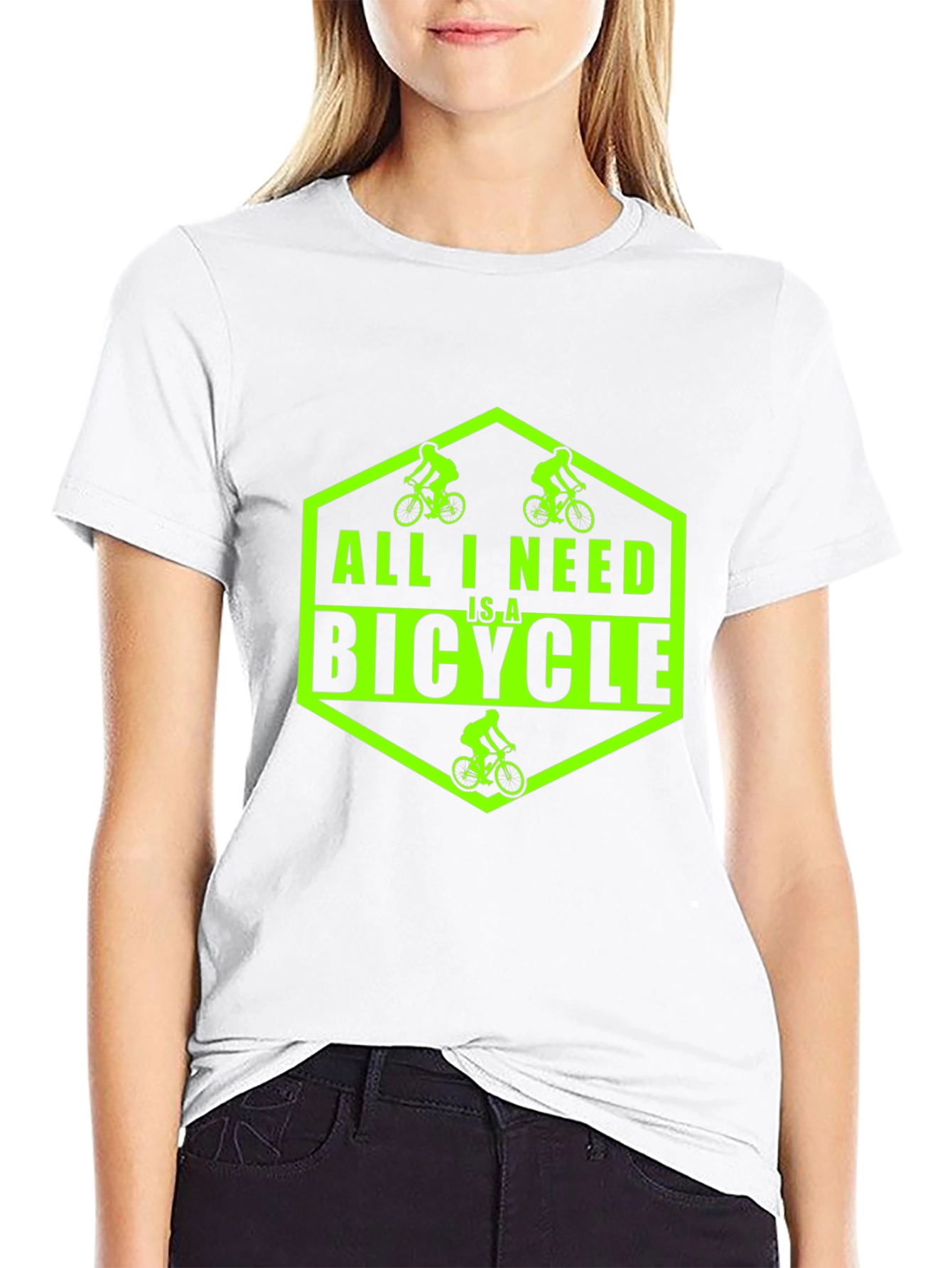 Black All I Need Is A Bicycle Graphic T-Shirt view 9