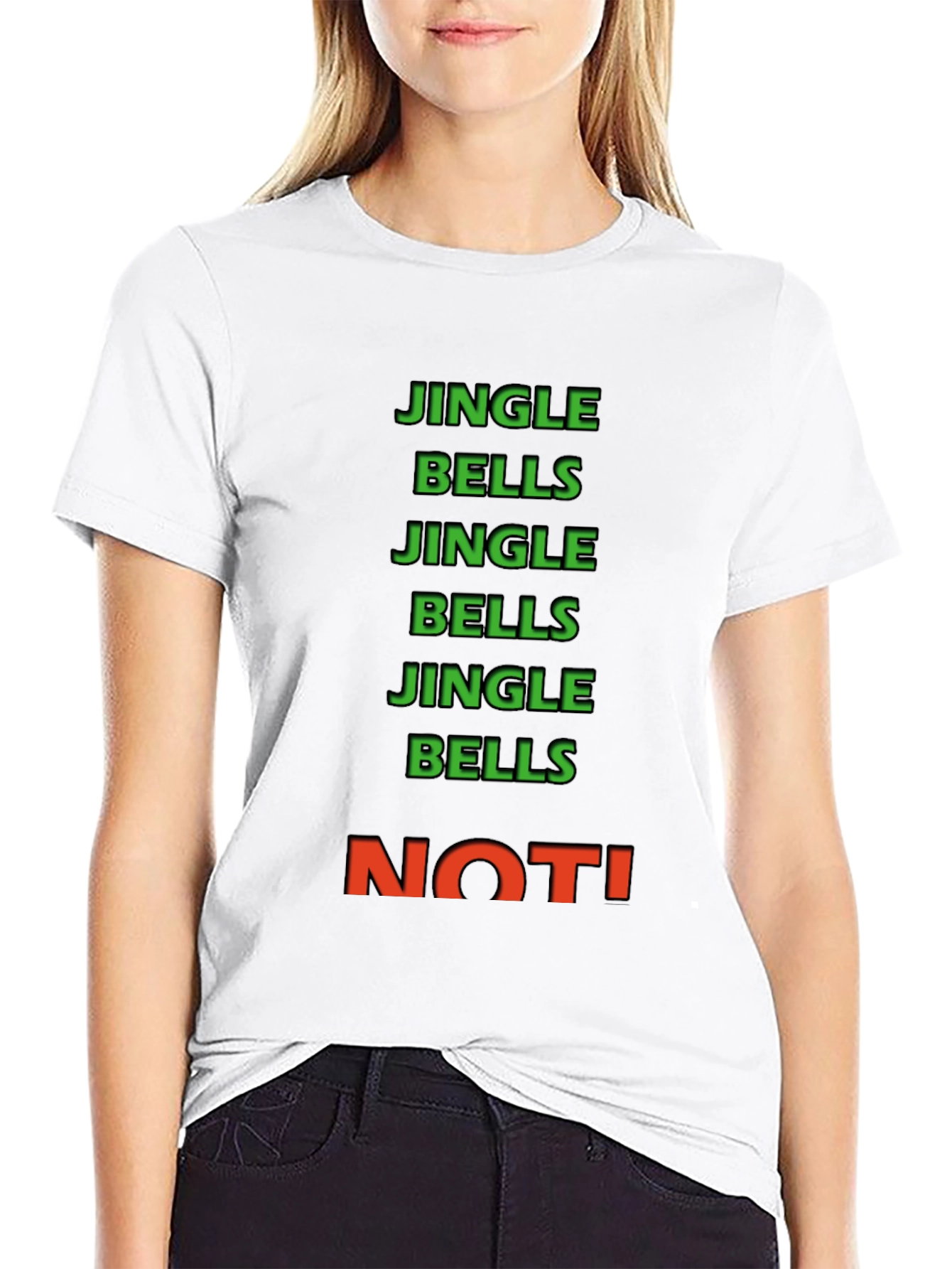 Black Jingle Bells NOT! Crew Neck Tee view 9