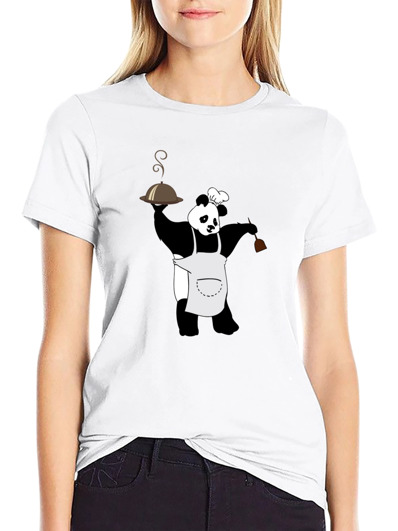 Black Panda Chef Graphic Tee - Black Crew Neck T-Shirt view 9