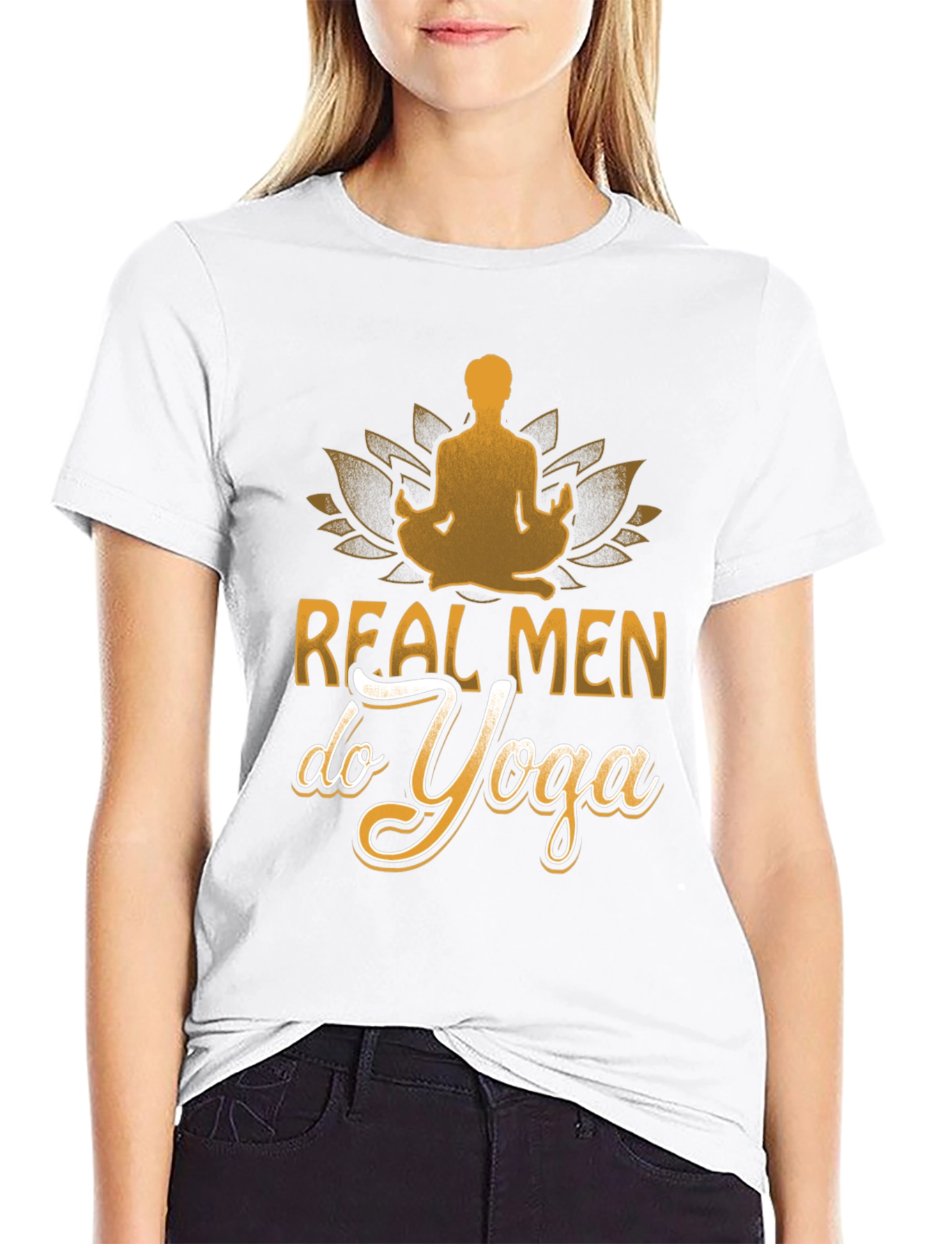 Black Real Men Do Yoga Graphic T-Shirt view 9