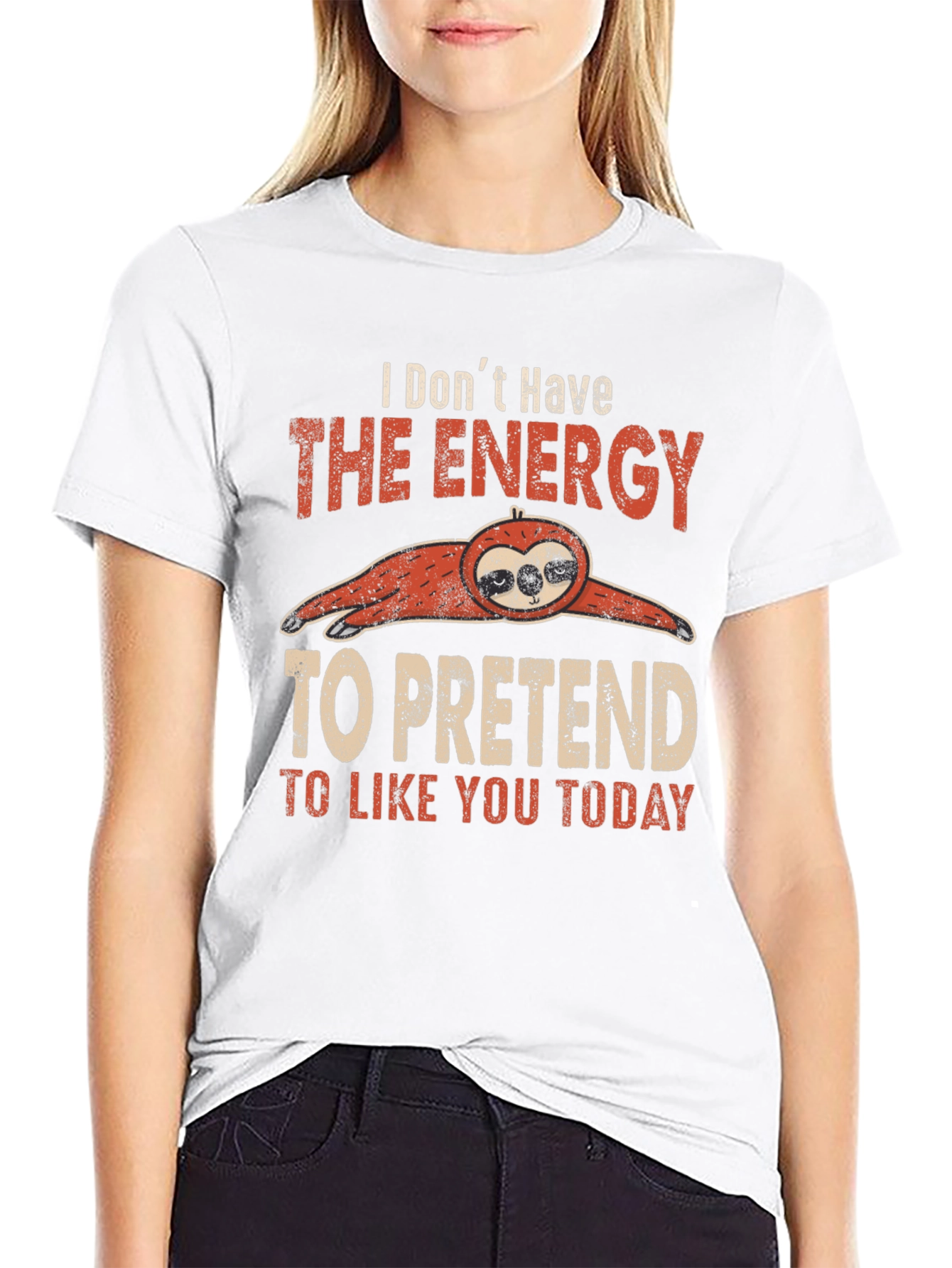 Black Funny Sloth Graphic T-Shirt: Energy to Pretend view 9