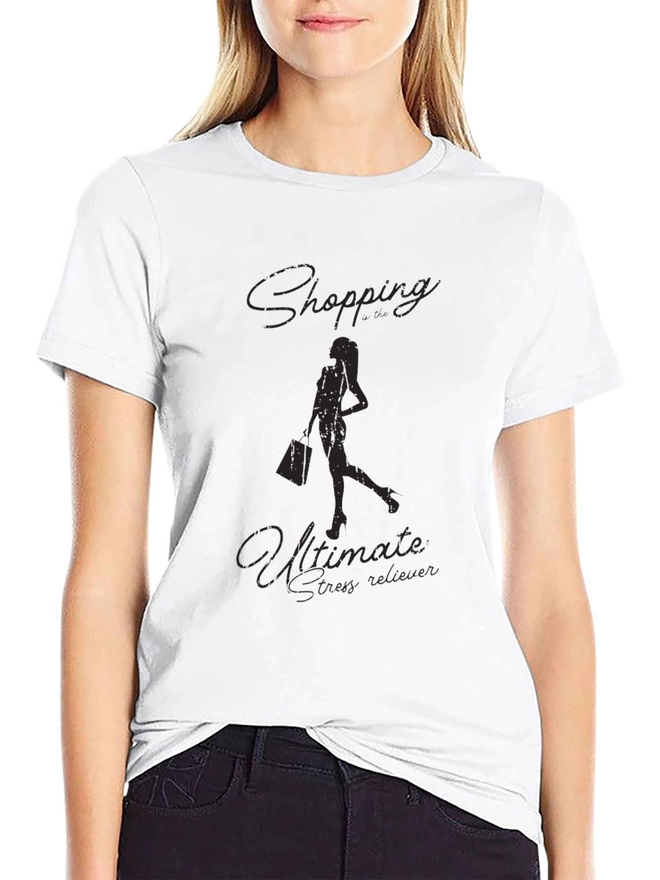 Black Shopping Ultimate Stress Reliever T-Shirt view 9