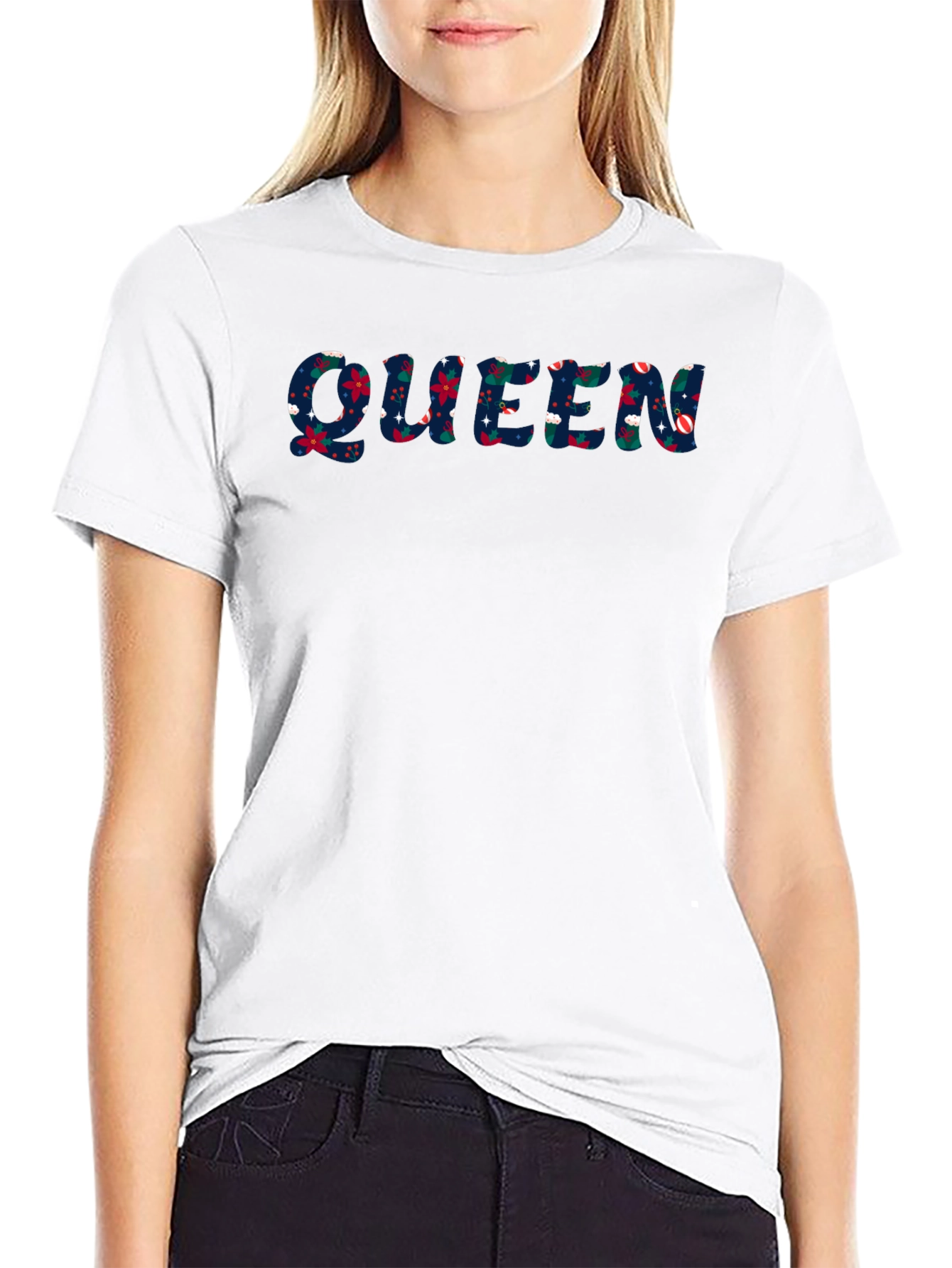 Black Floral Queen Graphic Black T-Shirt view 9