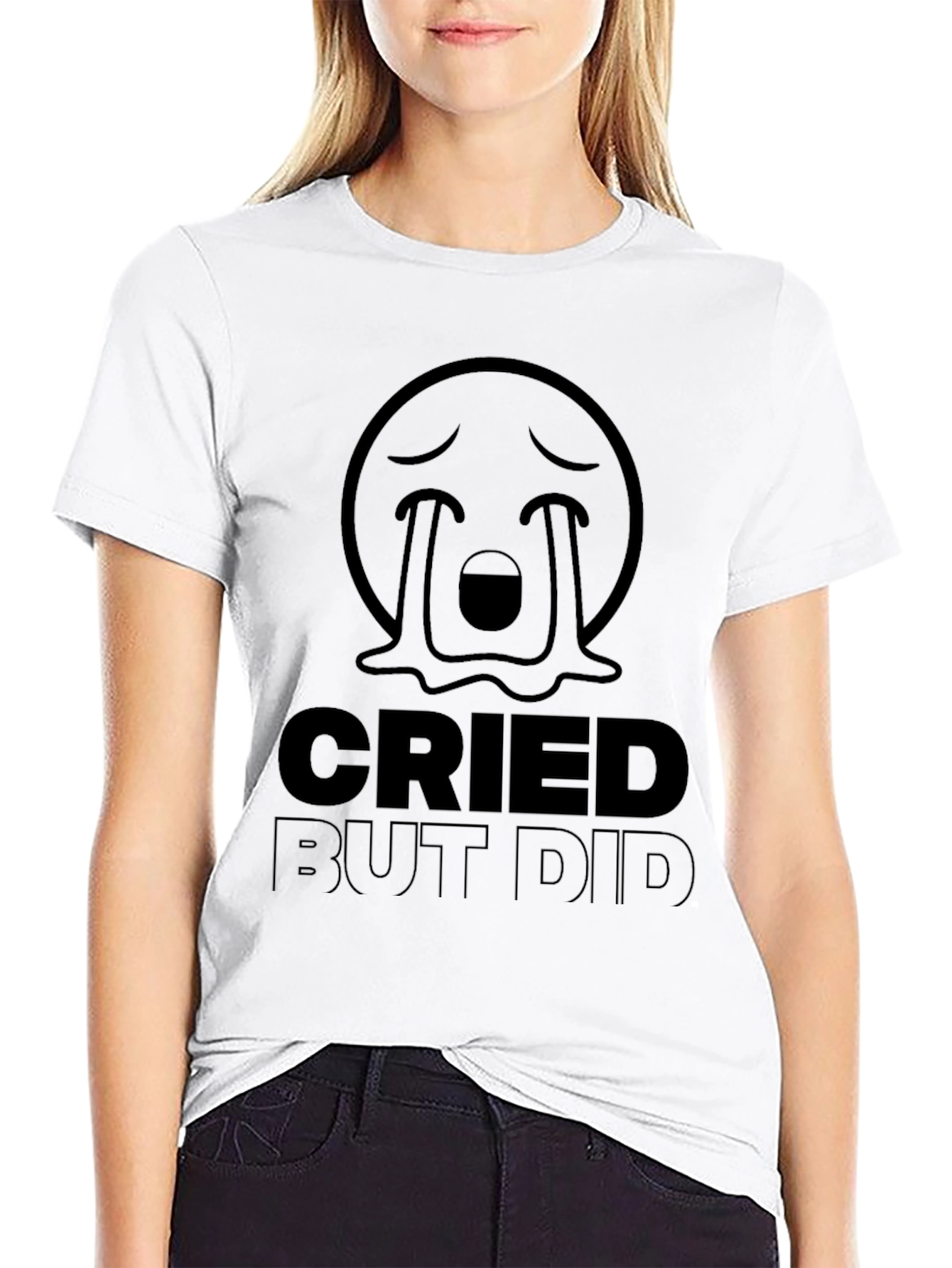 Black Cried But Did T-Shirt: Funny Emoji Graphic Tee view 9